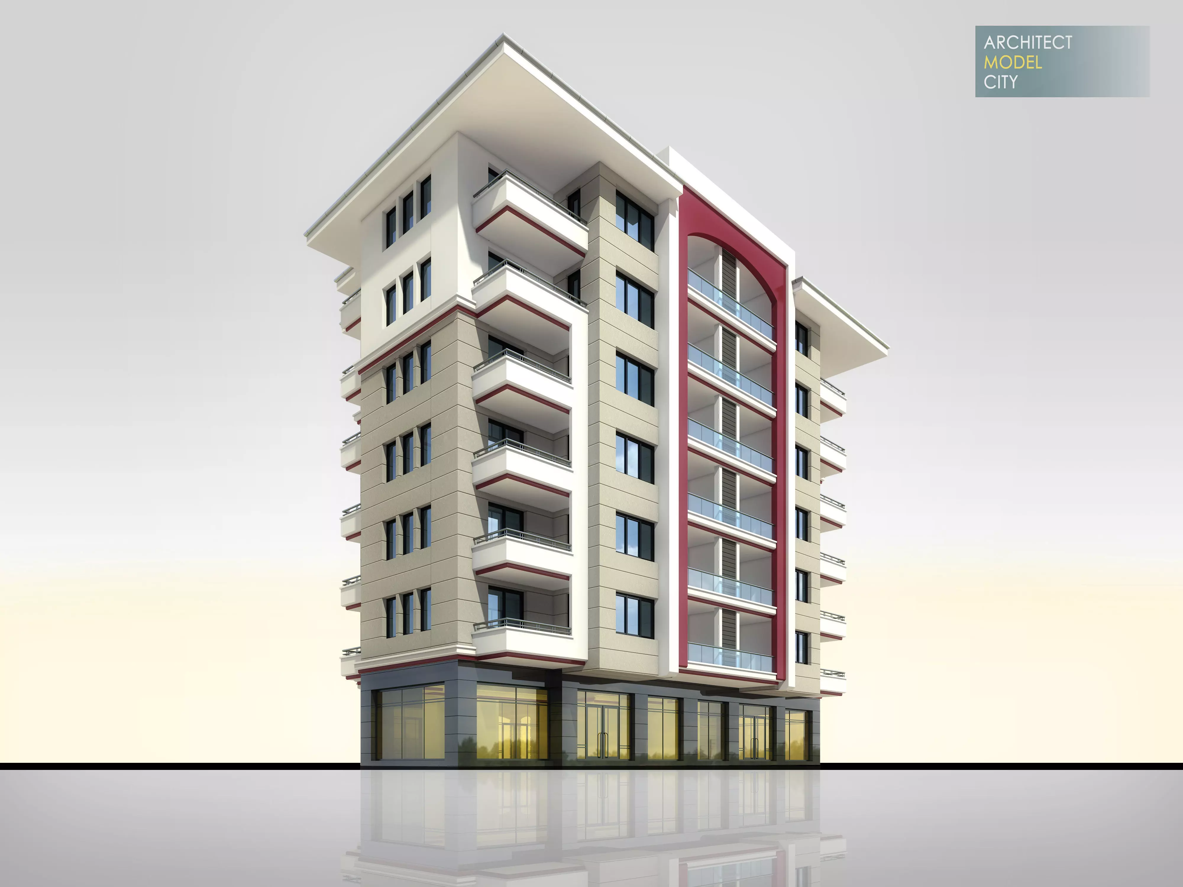 New Apartment Architectural 3d Model with Render Scene Low-poly 3D model_0