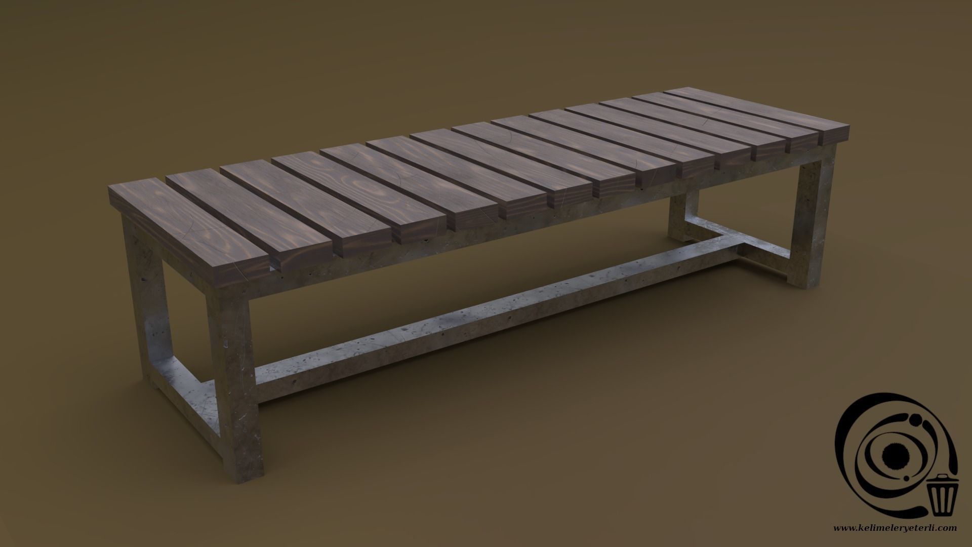 Bench Set 8M1T 04 Low-poly 3D model_3