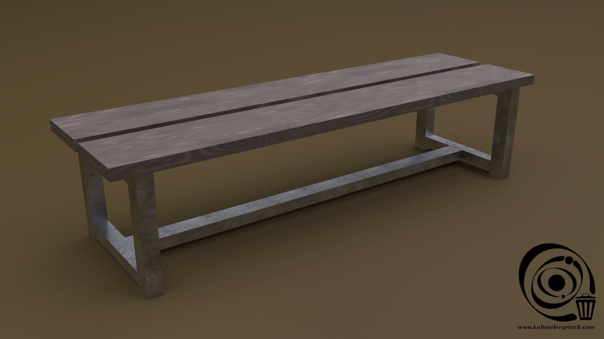 Bench Set 8M1T 04 Low-poly 3D model_6