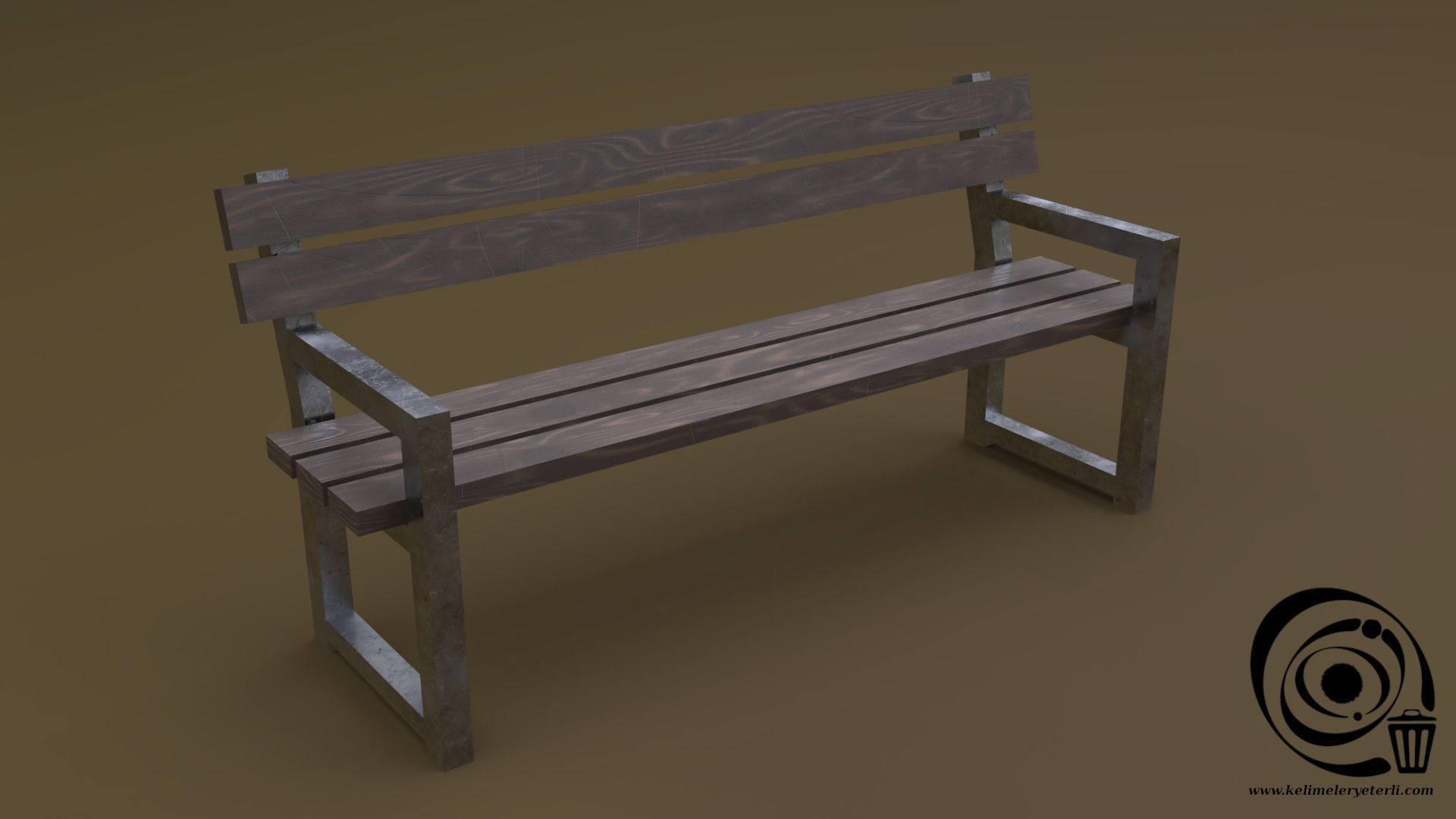 Bench Set 8M1T 04 Low-poly 3D model_7
