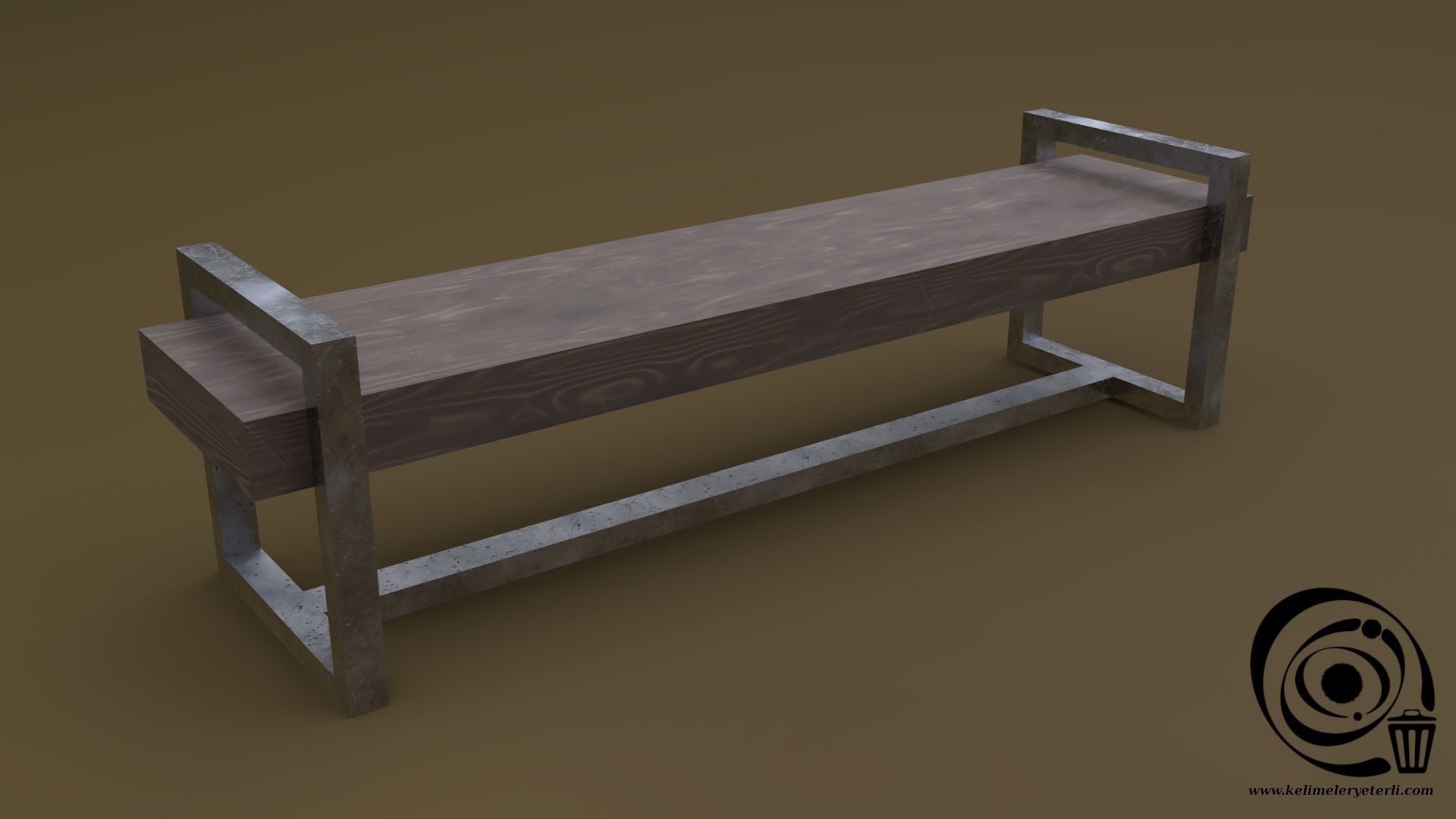 Bench Set 8M1T 04 Low-poly 3D model_5