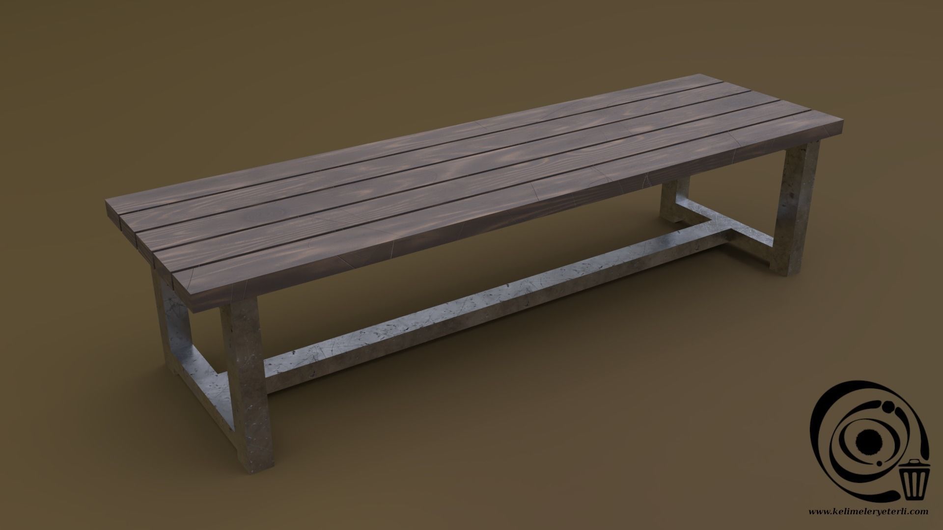 Bench Set 8M1T 04 Low-poly 3D model_2