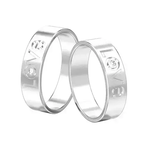 Set of two love rings with gemstones 3D print model