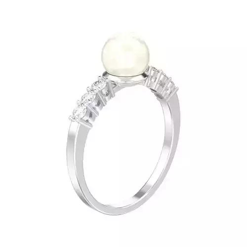Classic diamond ring with pearl