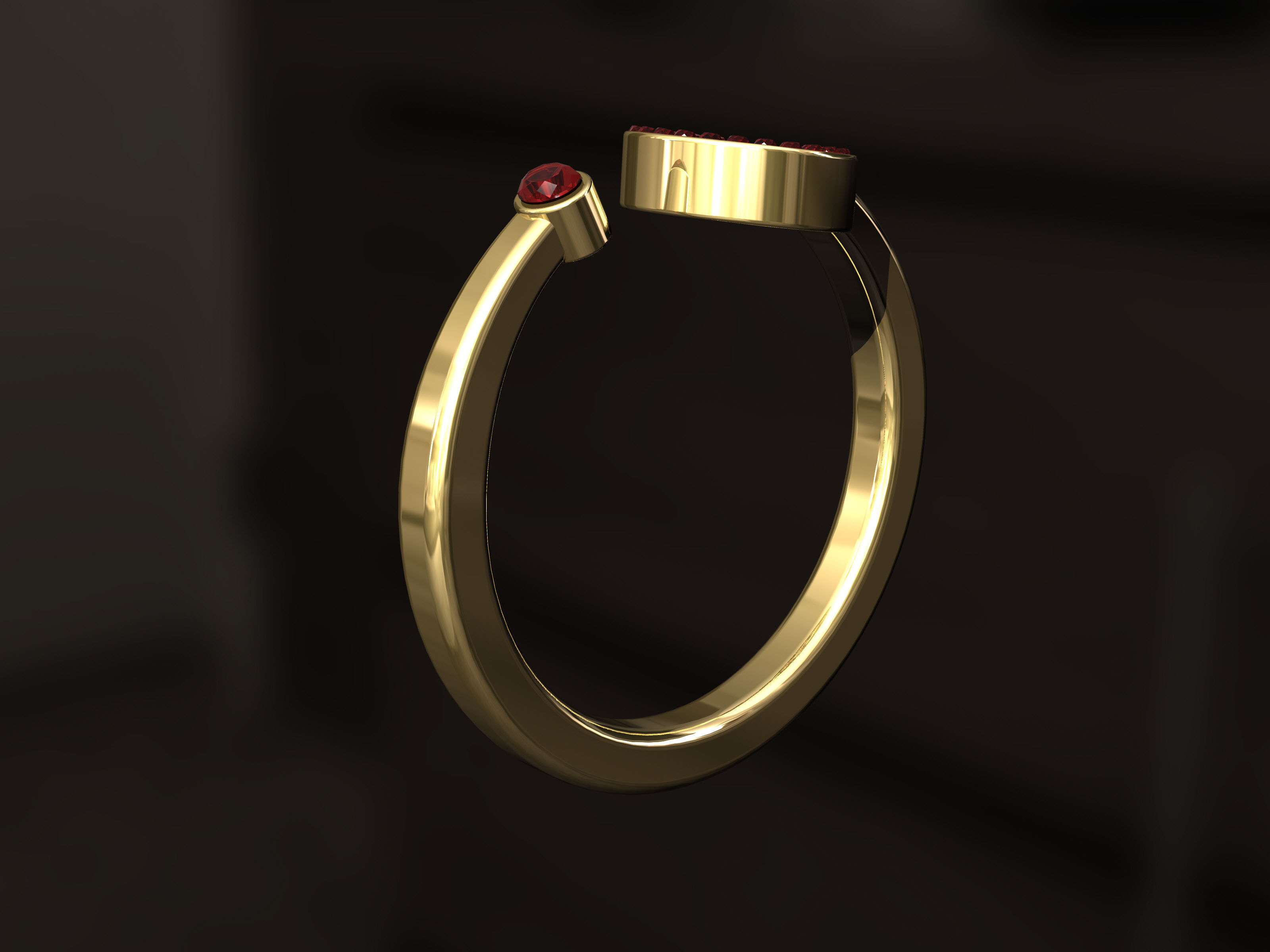 4 leaf clover ring with diamonds 3D print model_2