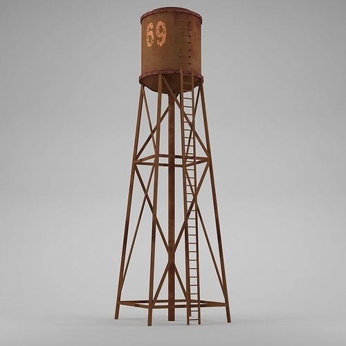 Water tower 02 Low-poly 3D model