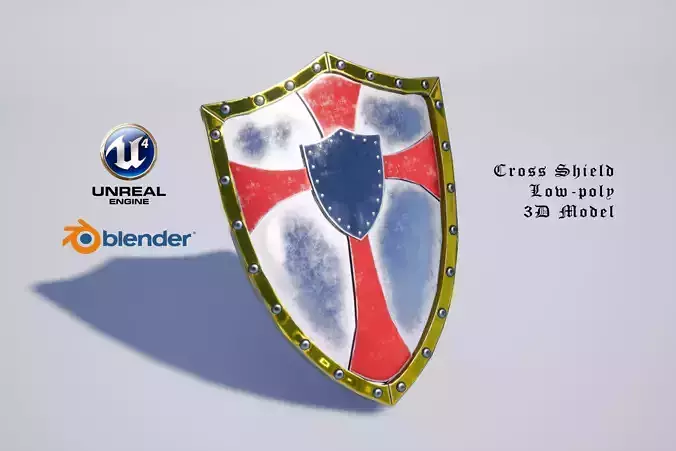 Cross Shield Low-poly 3D model
