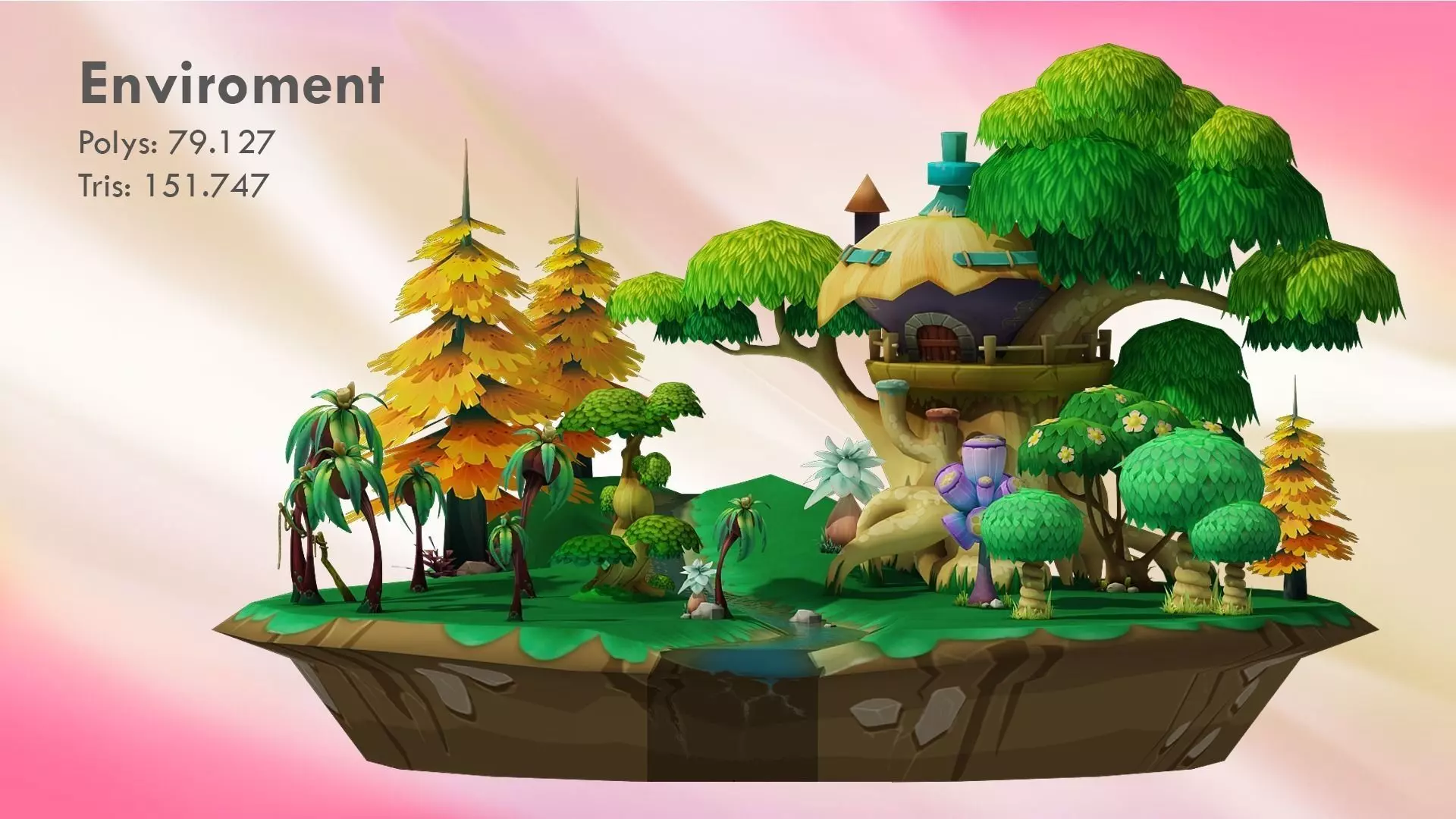 Cartoon forest Free low-poly 3D model