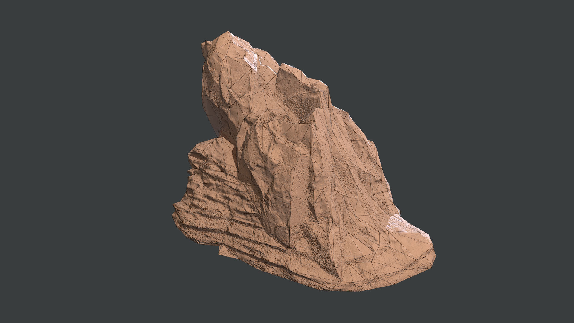 Red Rock Sandstone Pbr 2 Low-poly 3D model_7