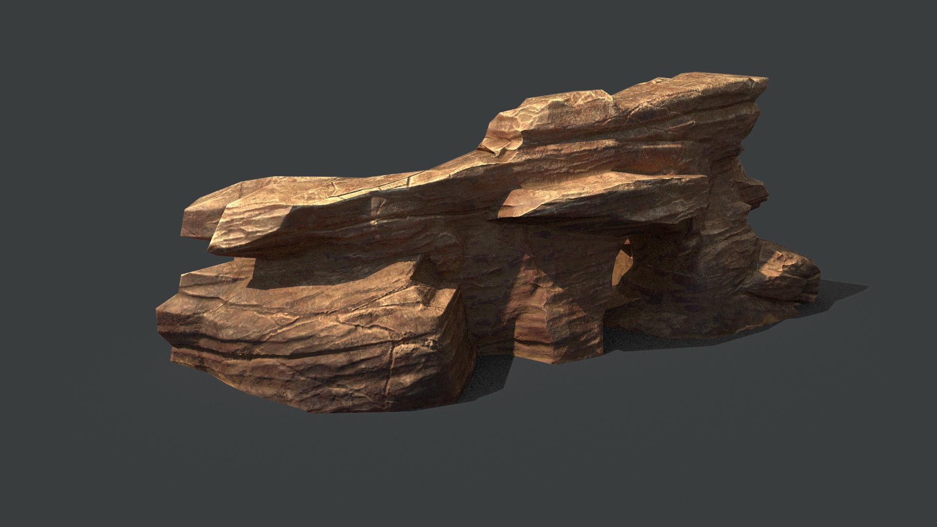 Red Rock Sandstone Pbr 5 Low-poly 3D model_4