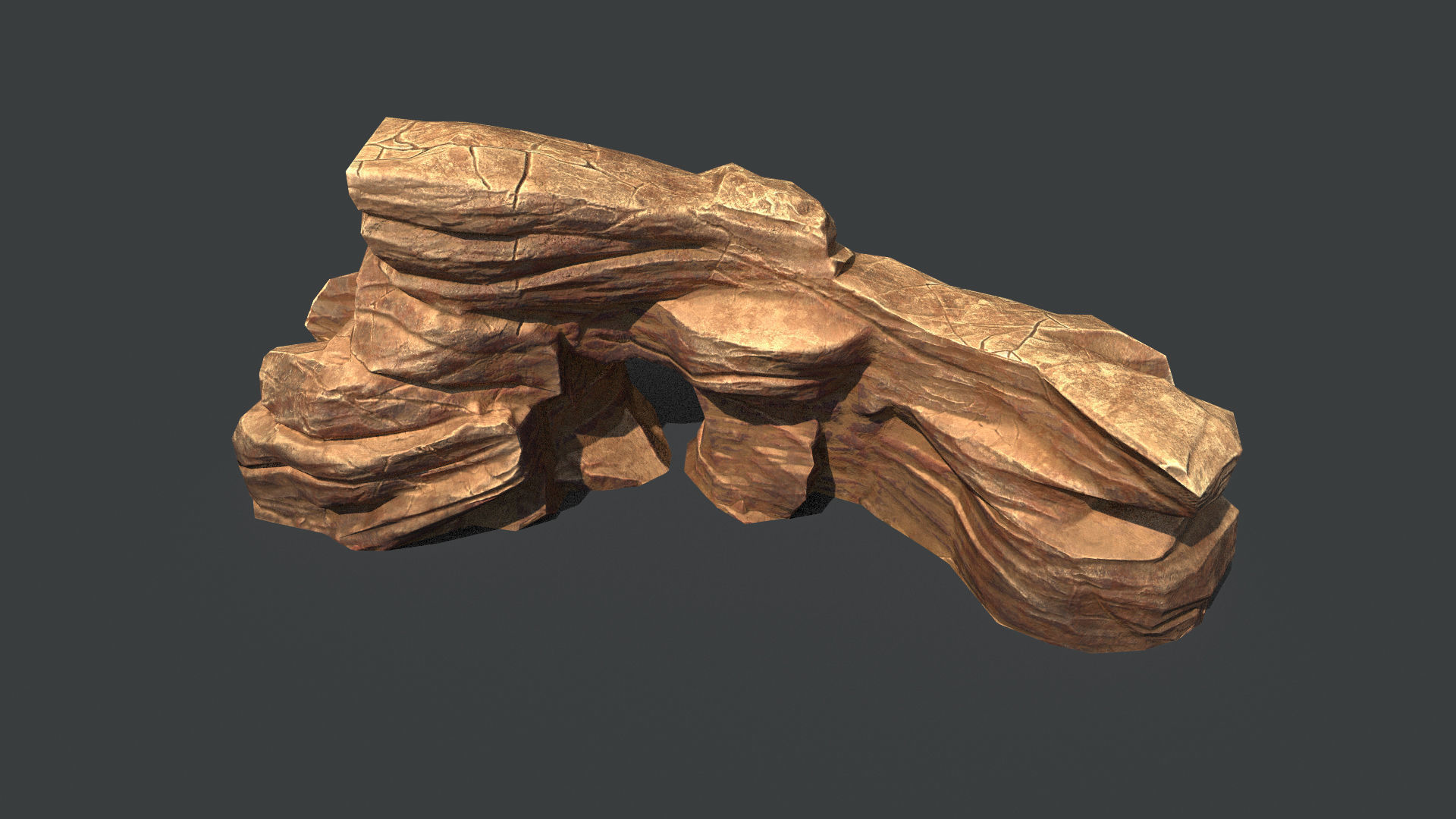 Red Rock Sandstone Pbr 5 Low-poly 3D model_1
