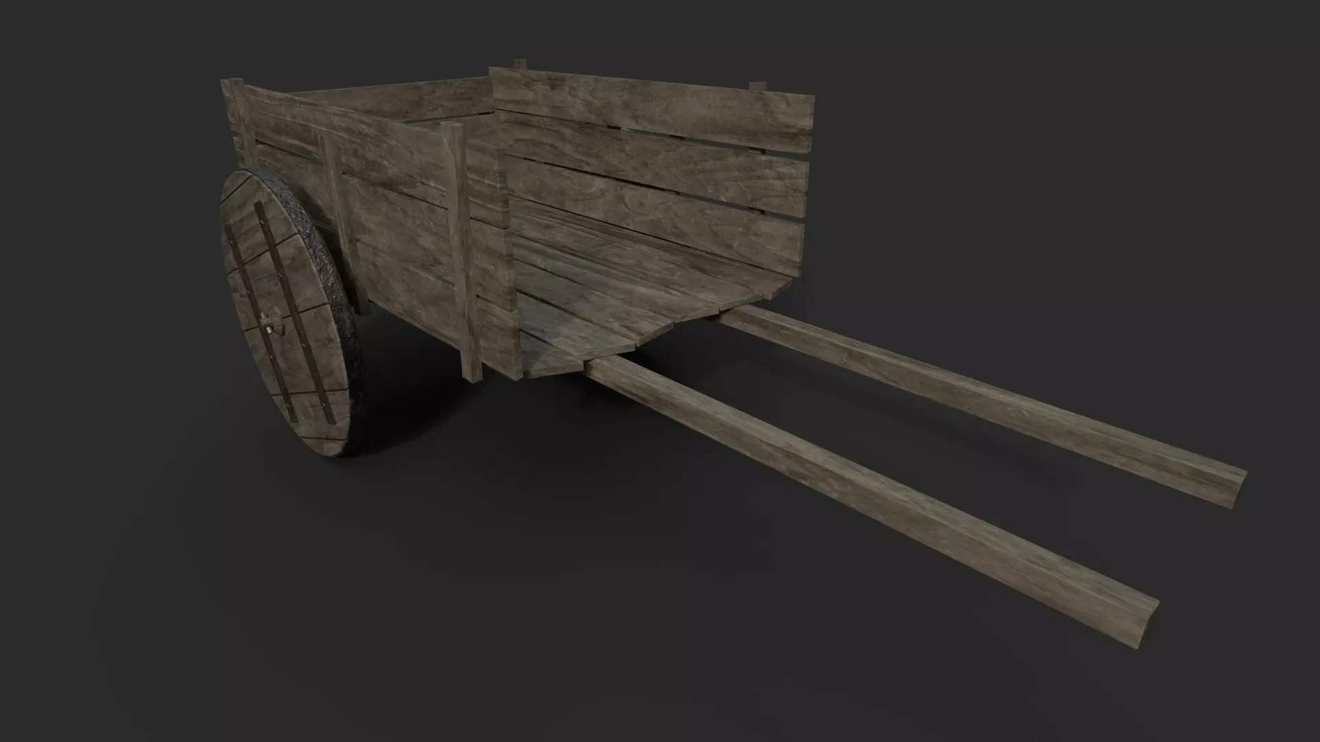 Wooden Cart Low-poly 3D model