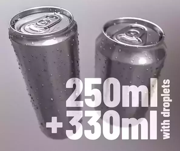 Sodacan 250ml 330ml with Droplets 3D model