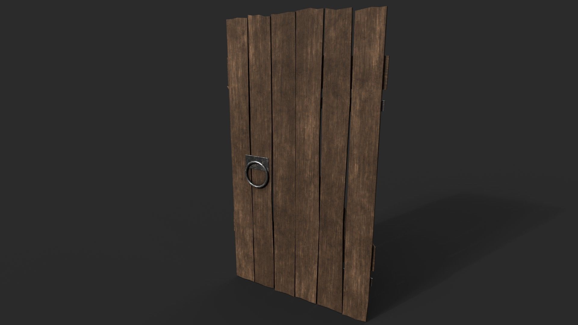 Wood Door Low-poly 3D model_1