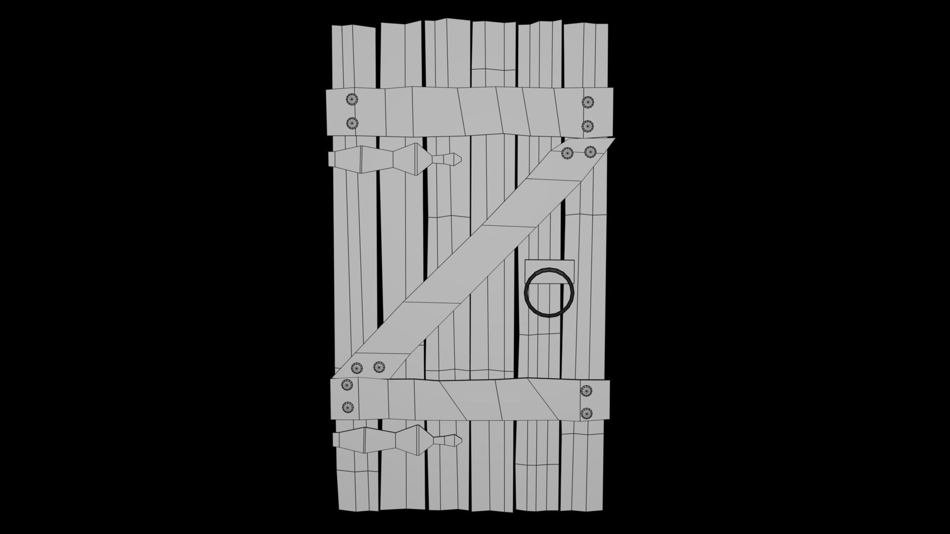 Wood Door Low-poly 3D model_6