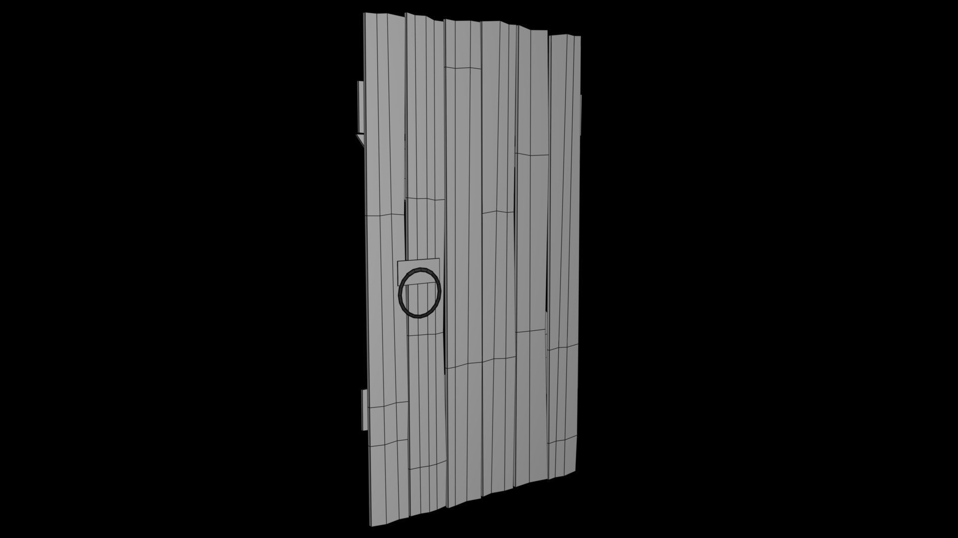 Wood Door Low-poly 3D model_5