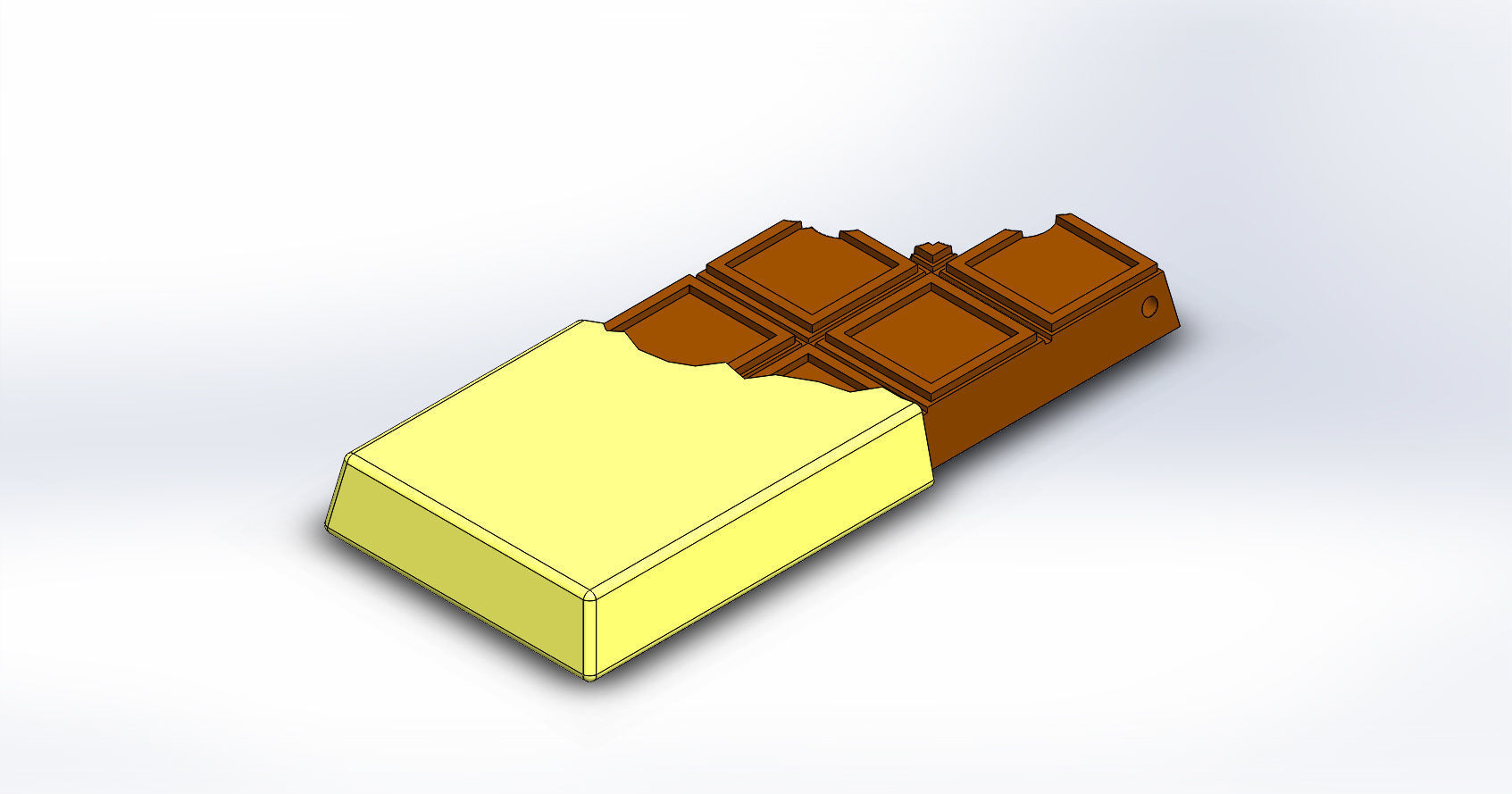 Chocolate Bar With Bite Keychain Charm 3D print model_1
