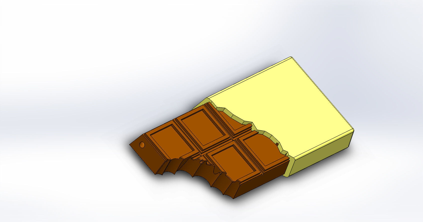 Chocolate Bar With Bite Keychain Charm 3D print model_3