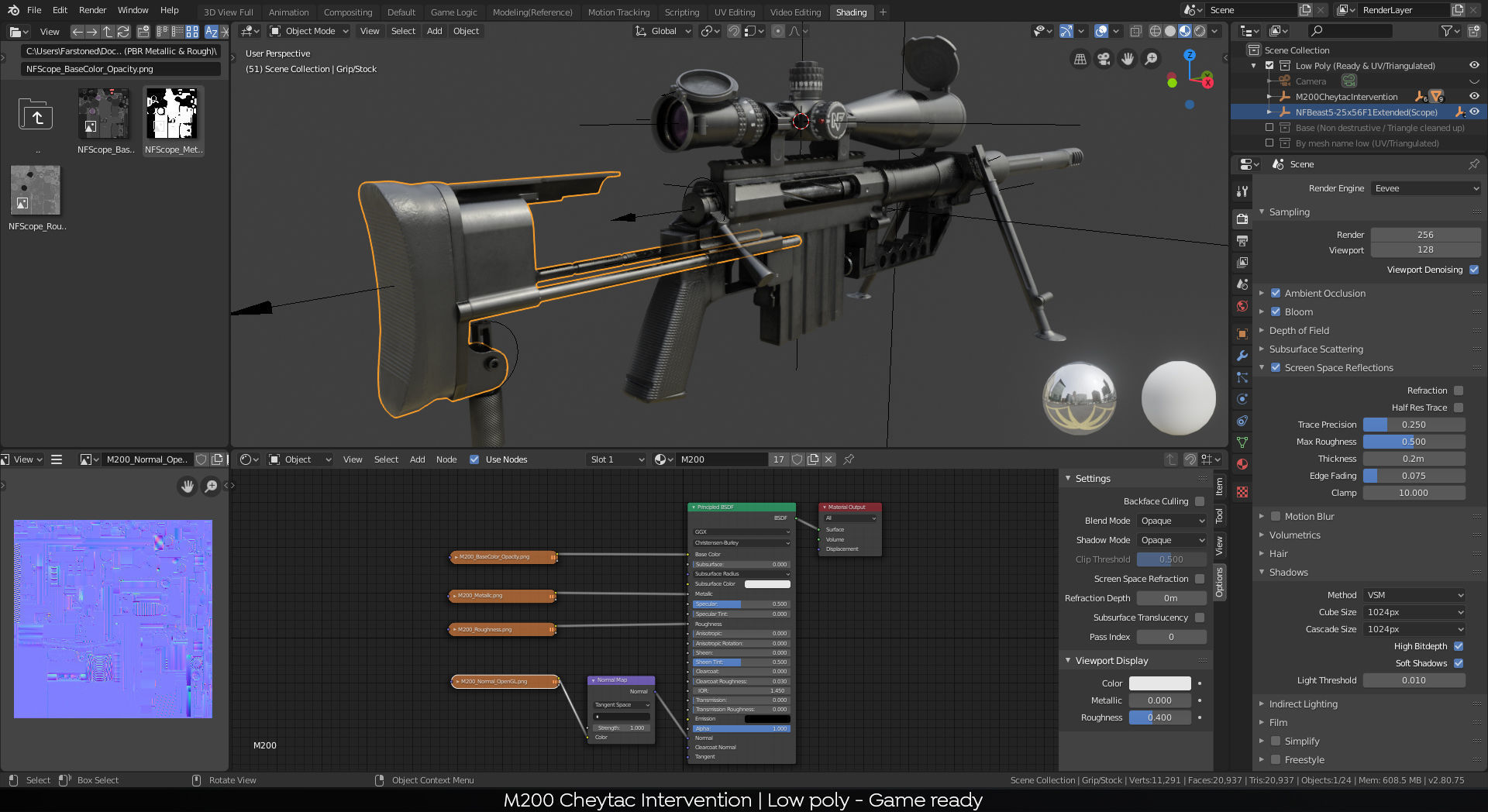 M200 Cheytac Intervention PBR GameReady Low-poly 3D model_6