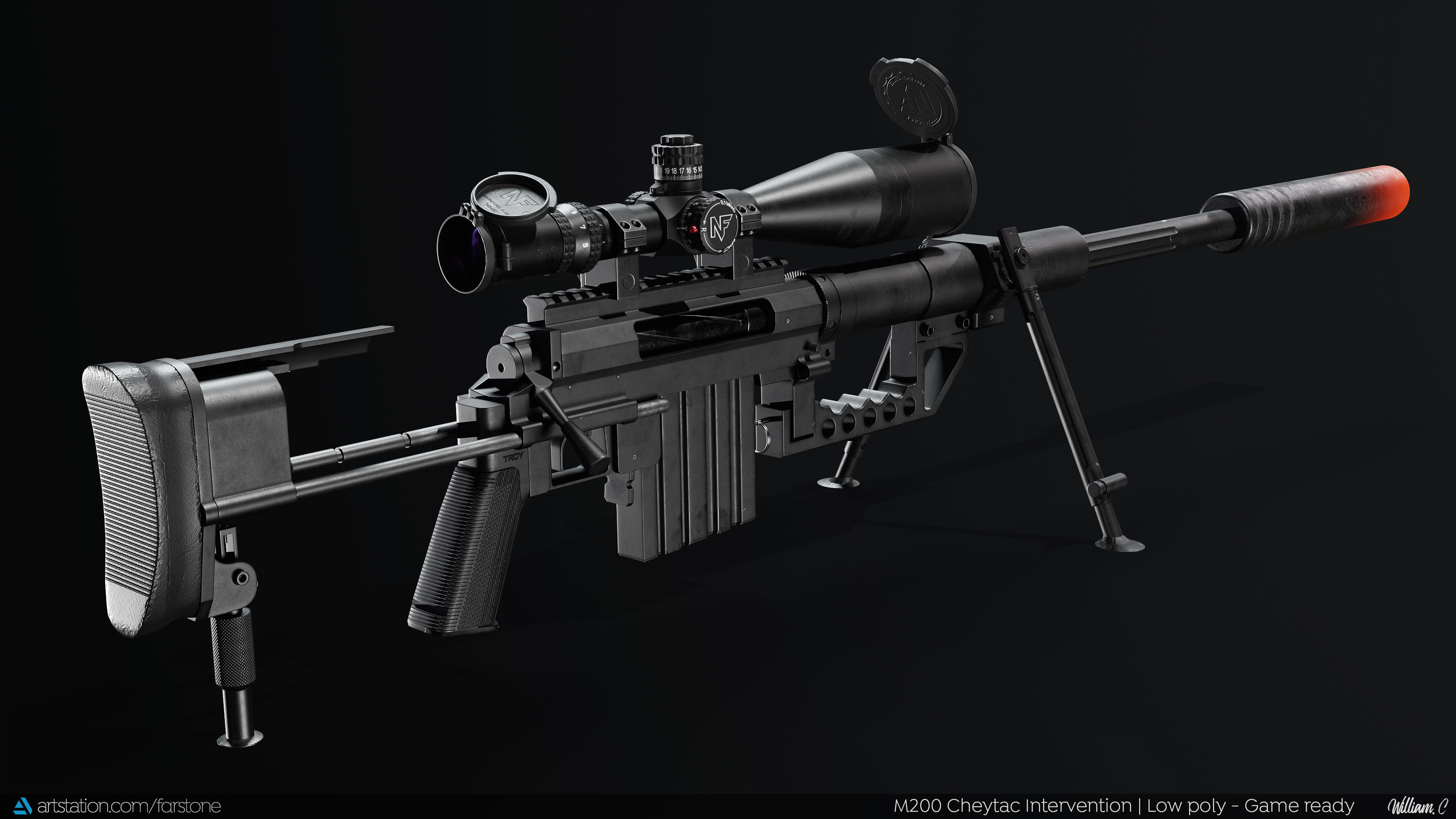 M200 Cheytac Intervention PBR GameReady Low-poly 3D model_1