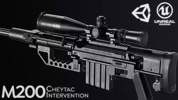 M200 Cheytac Intervention PBR GameReady Low-poly 3D model