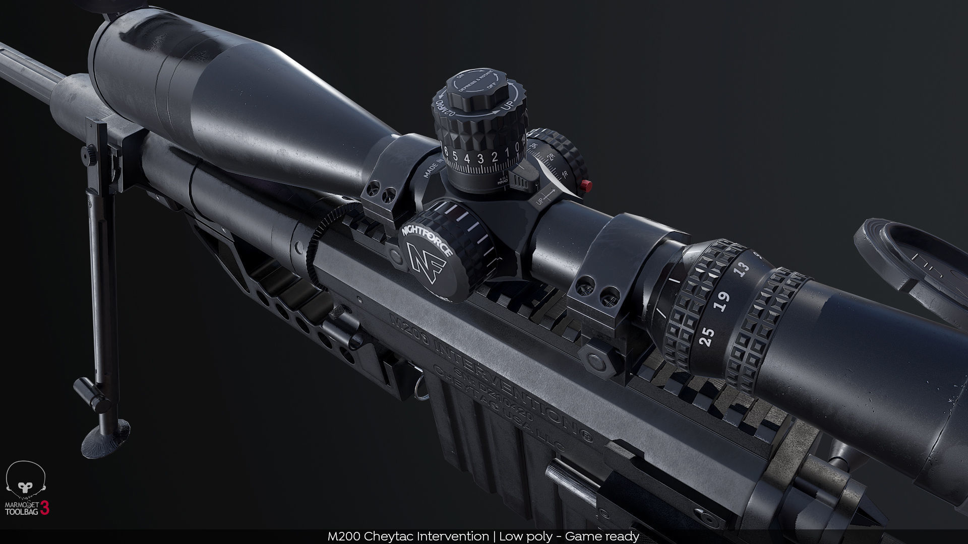 M200 Cheytac Intervention PBR GameReady Low-poly 3D model_8