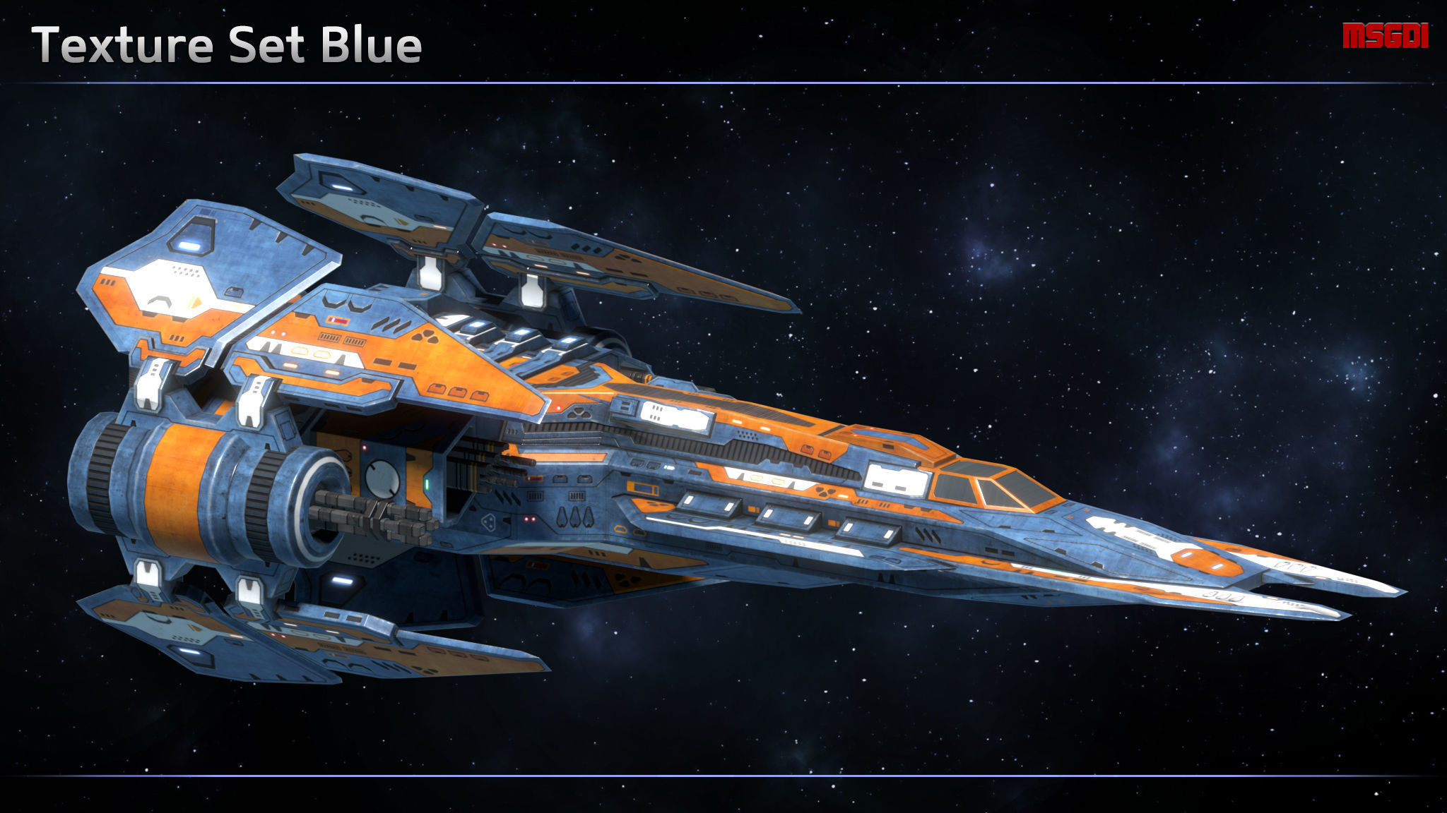 Spaceship Fighter Hellfire Low-poly 3D model_5