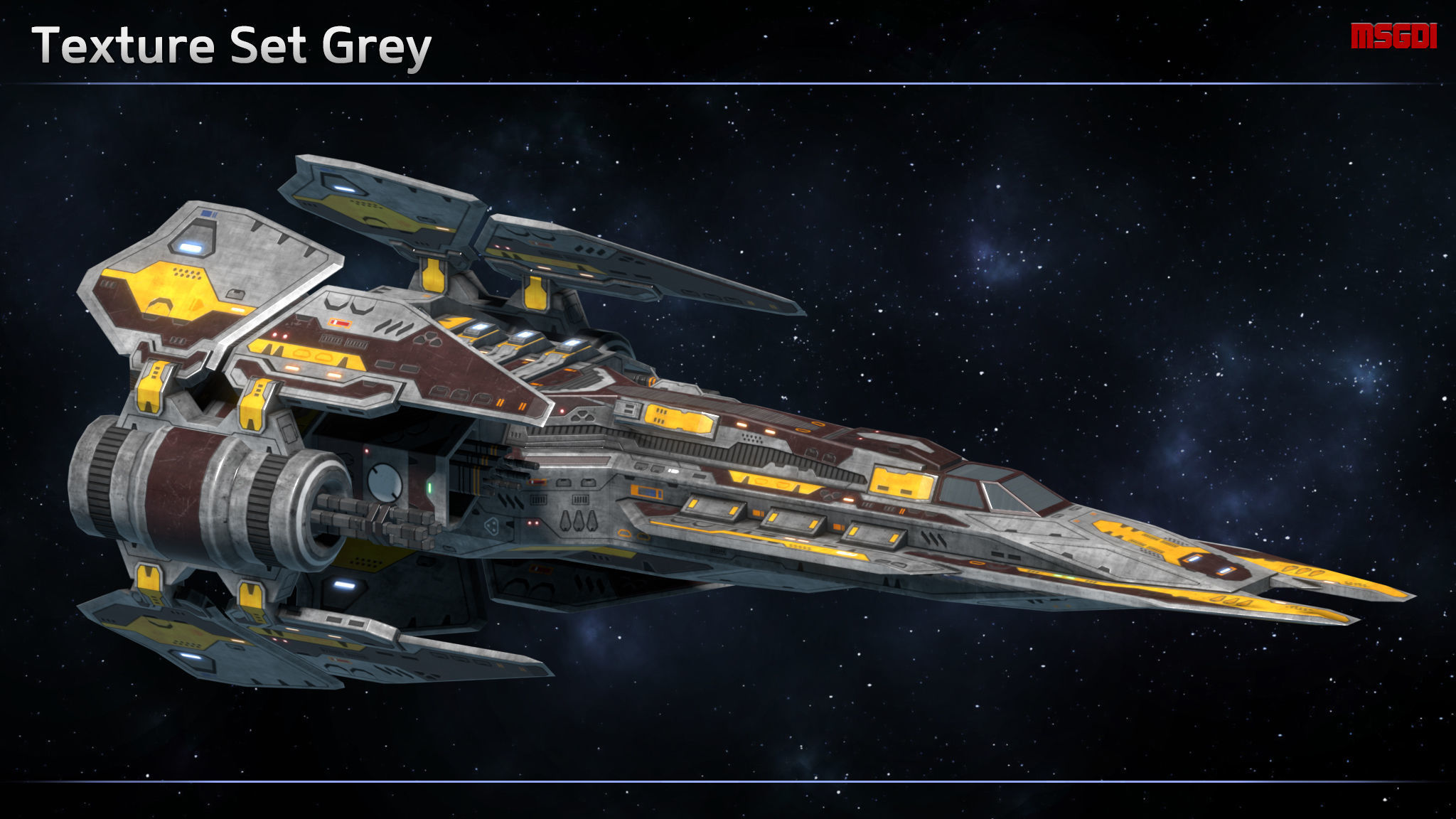 Spaceship Fighter Hellfire Low-poly 3D model_6