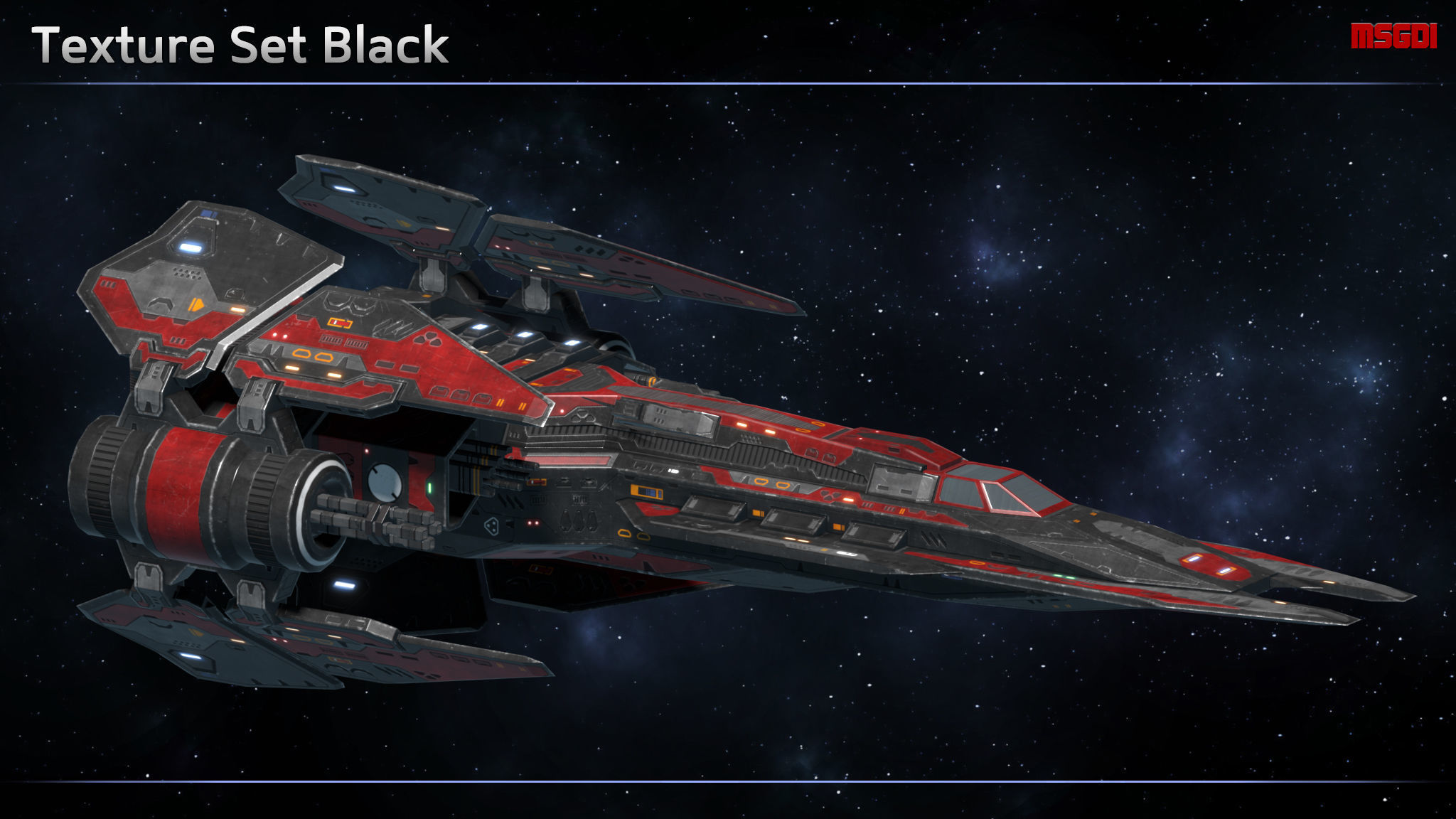 Spaceship Fighter Hellfire Low-poly 3D model_4