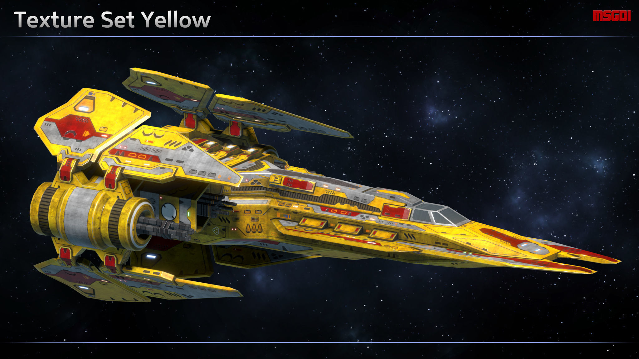 Spaceship Fighter Hellfire Low-poly 3D model_9