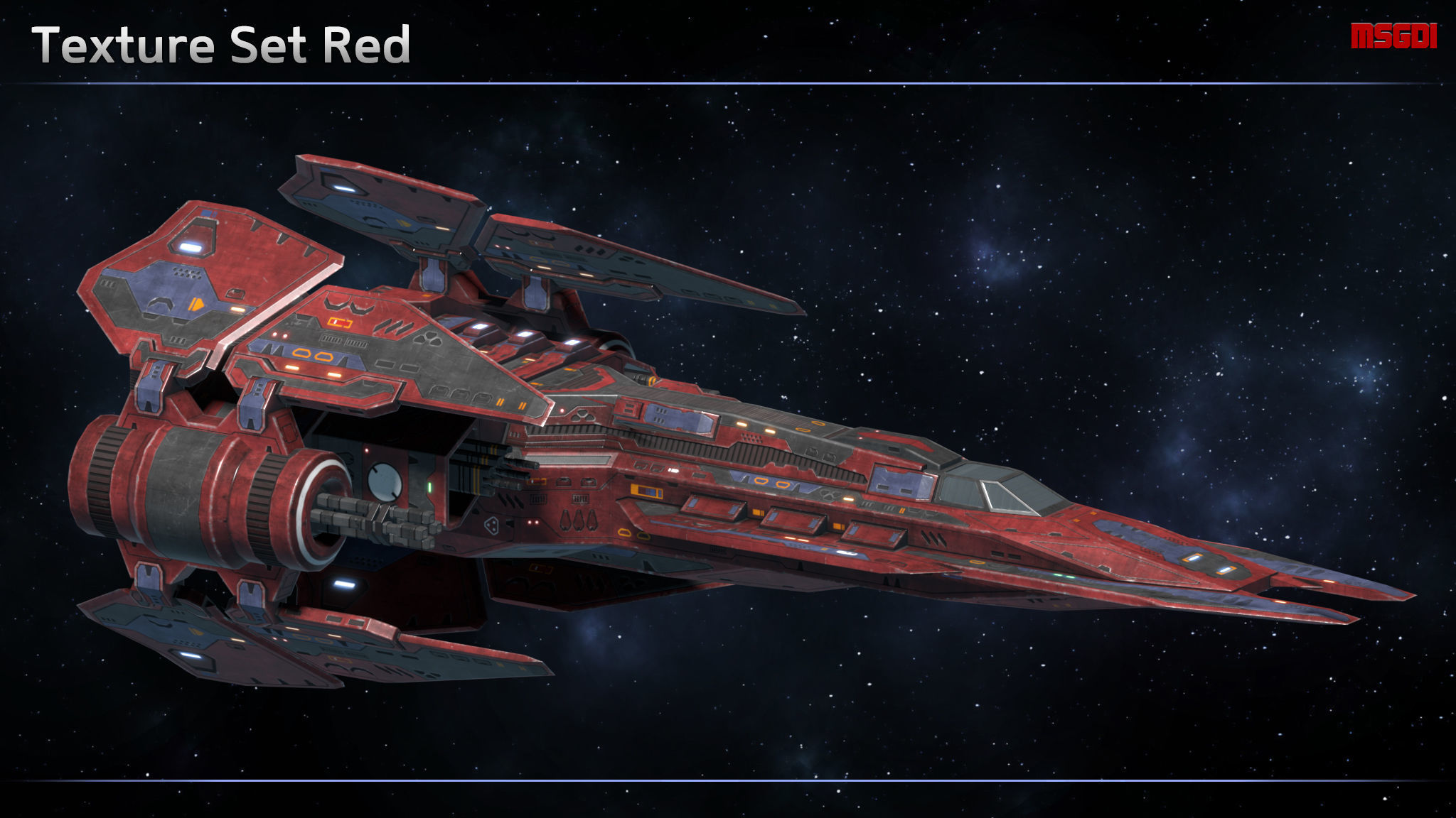 Spaceship Fighter Hellfire Low-poly 3D model_7