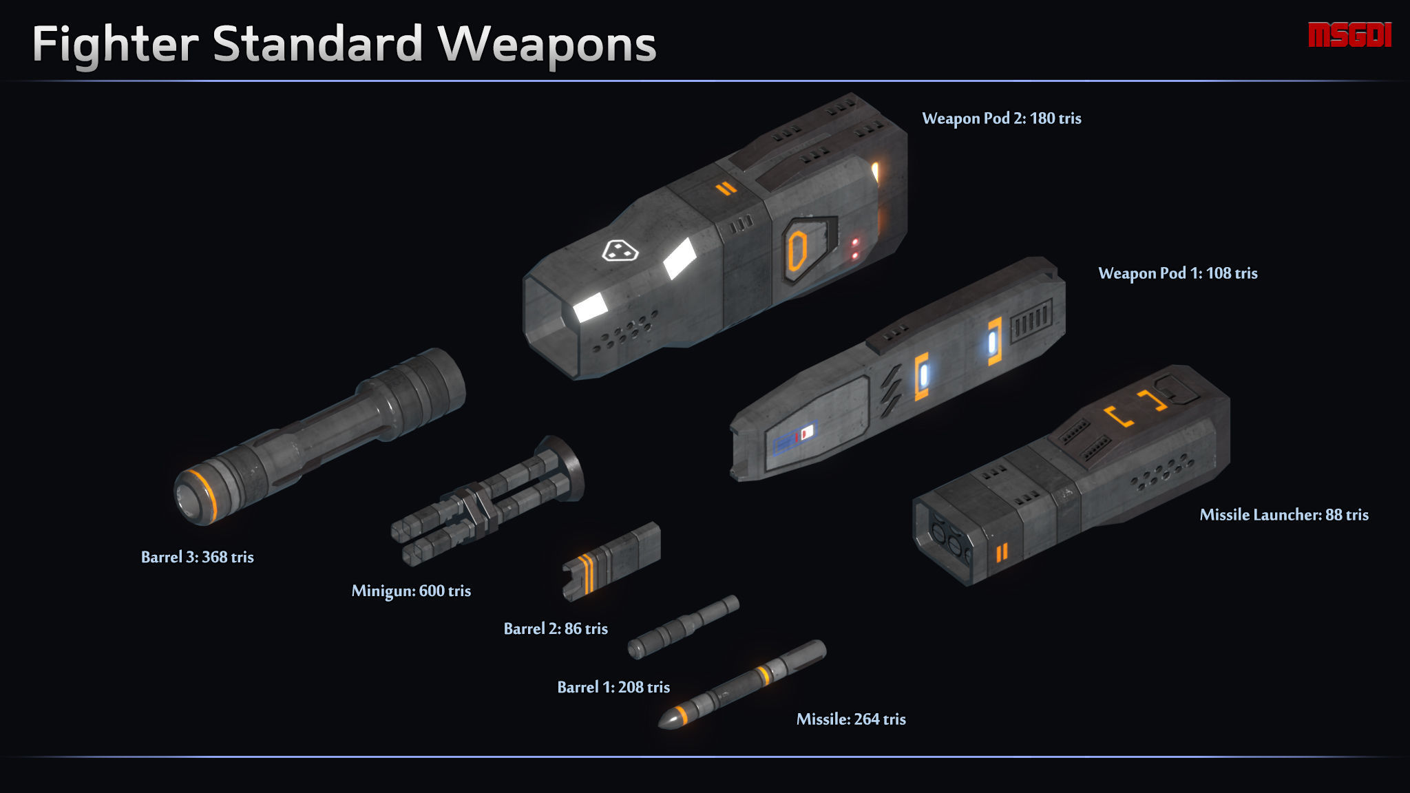 Spaceship Fighter Hellfire Low-poly 3D model_1