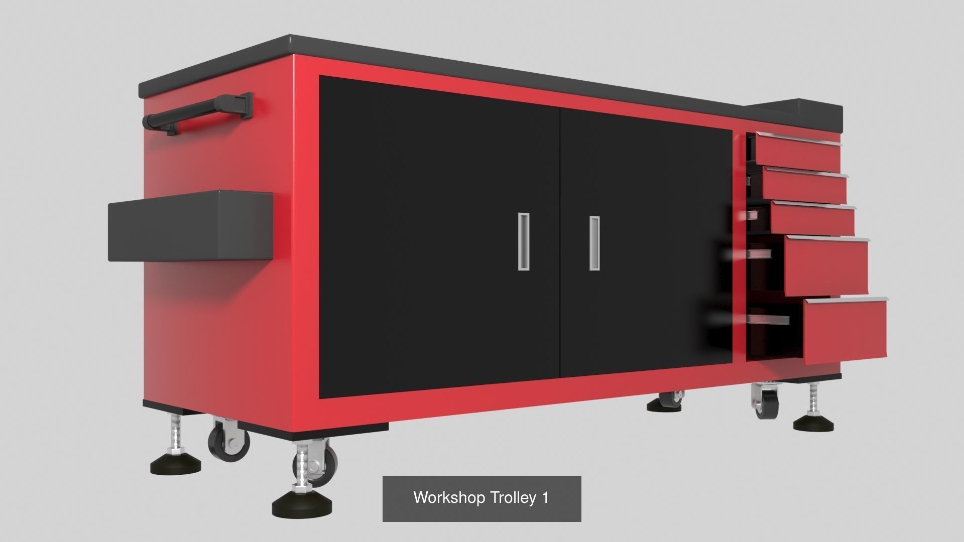 Workshop Service Trolley set 3D Model Collection_1