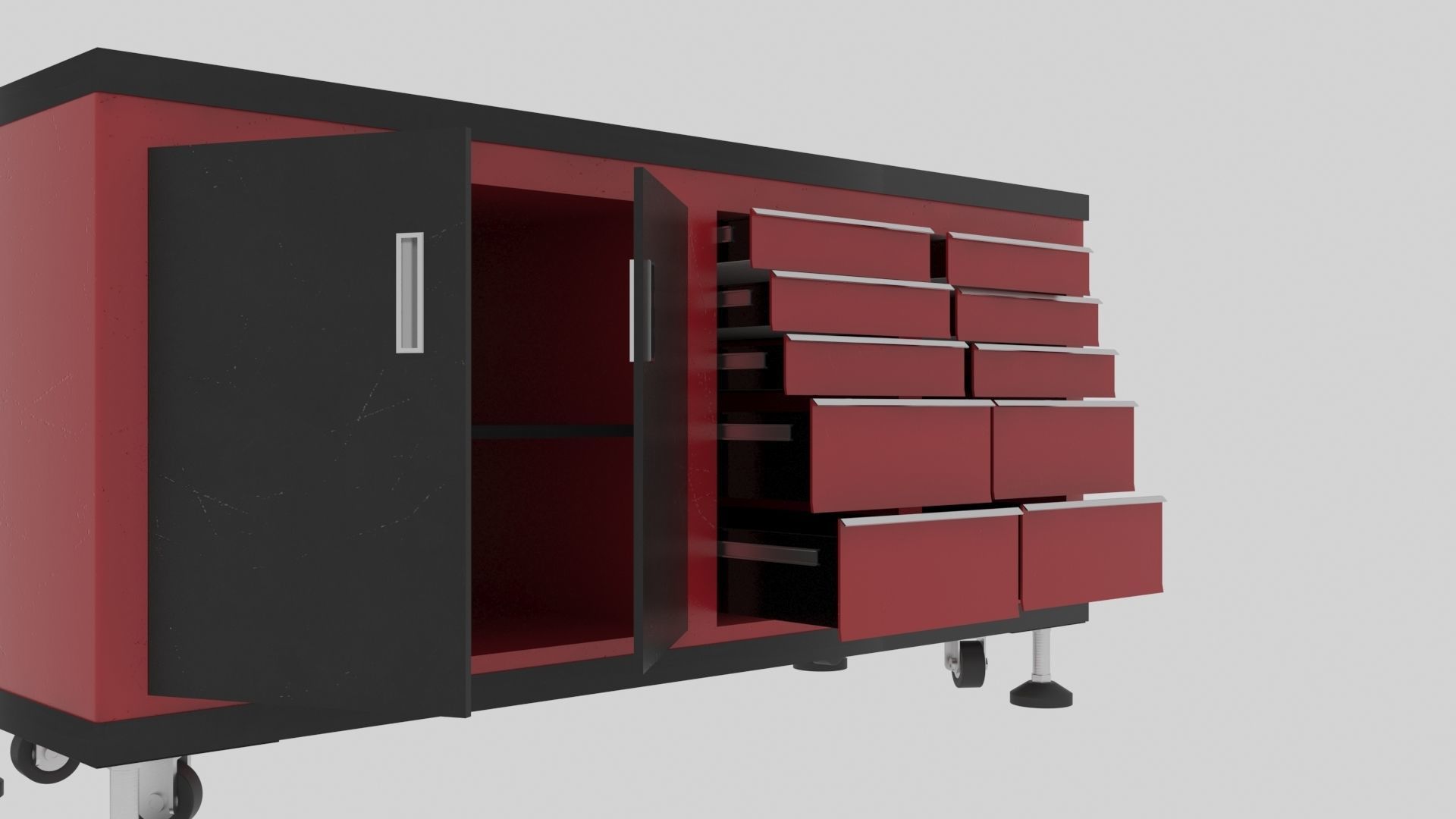 Workshop Service Trolley set 3D Model Collection_4