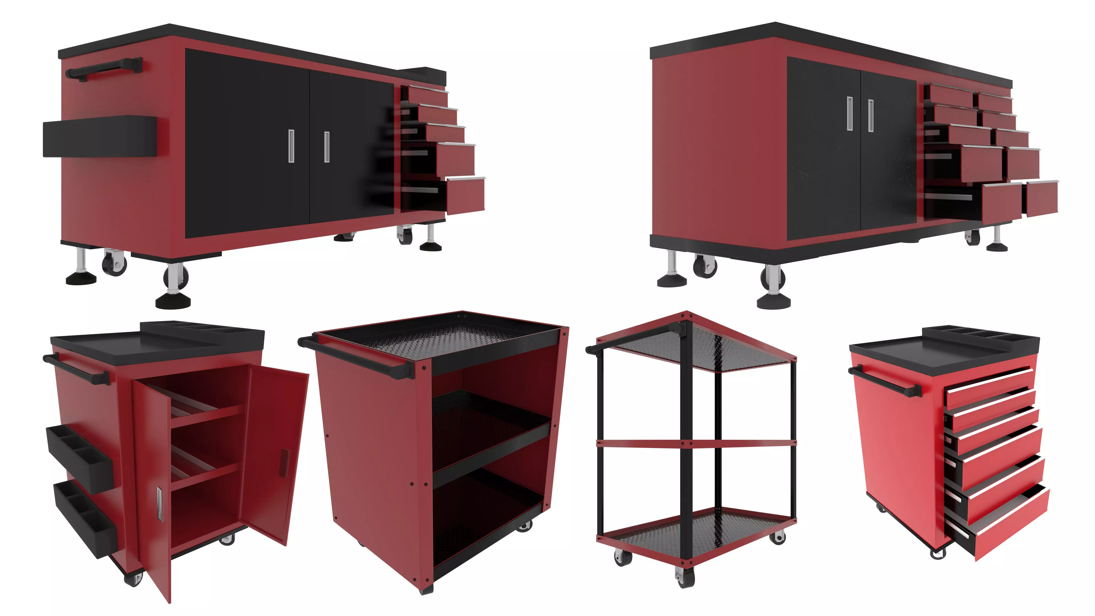 Workshop Service Trolley set 3D Model Collection_0