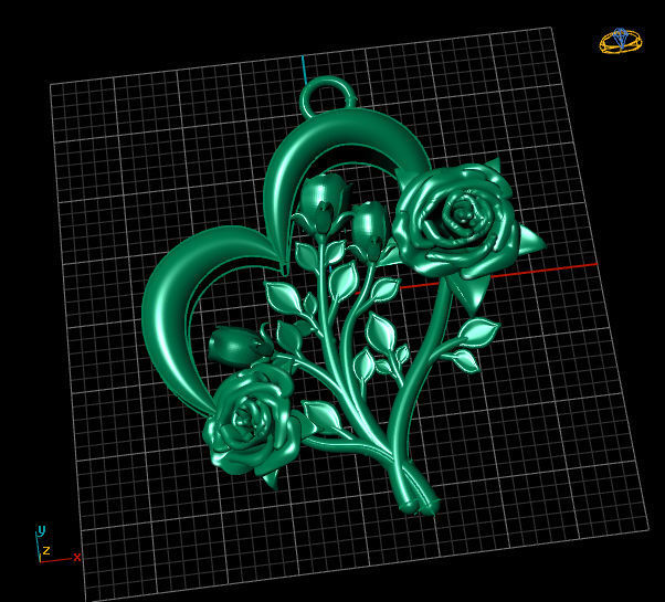 Rose pendant 3D print model_1