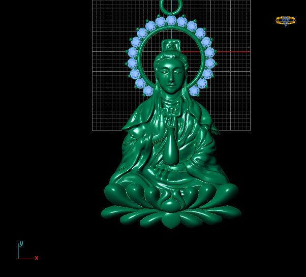 Buddha pendant with diamonds 3D print model_4
