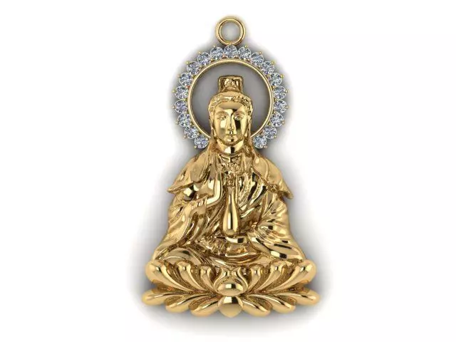 Buddha pendant with diamonds 3D print model_0