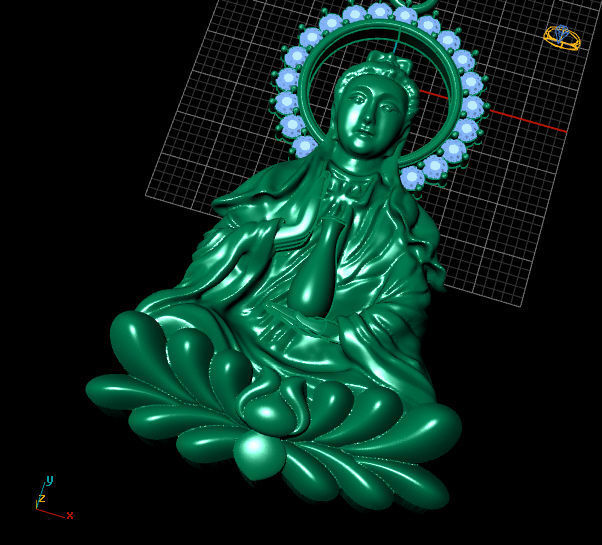 Buddha pendant with diamonds 3D print model_2