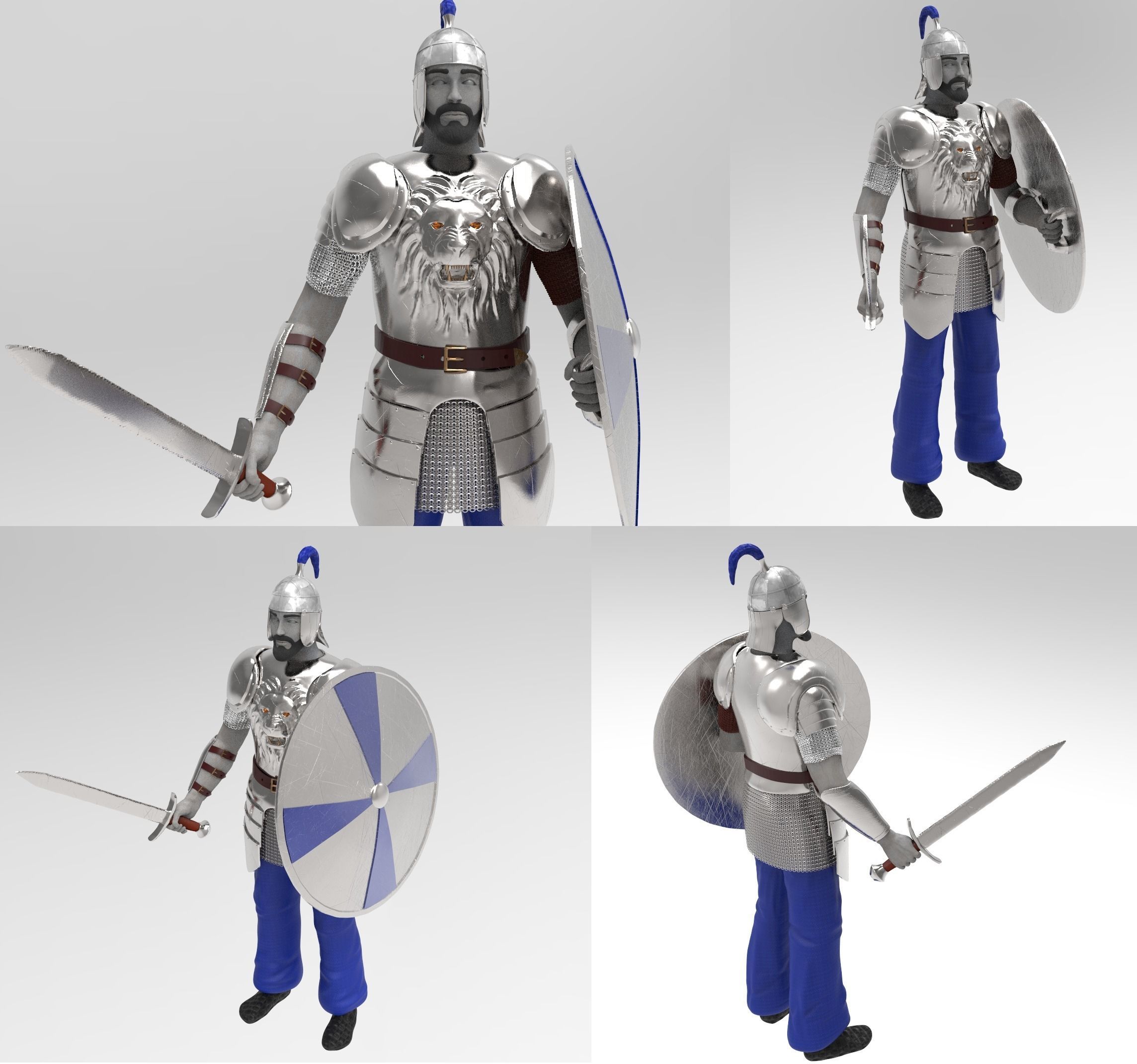Huskarl toy soldier in armor Free 3D model_3