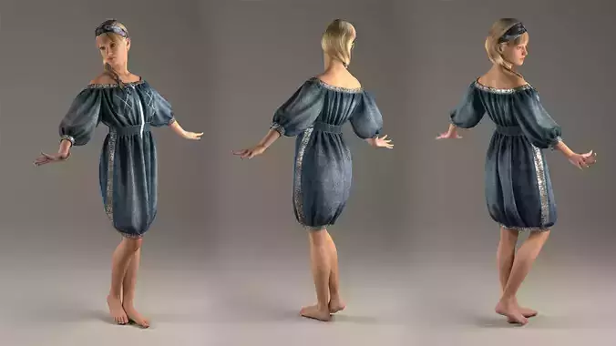Jeans Dress with glitter band Marvelous Designer and 3ds max 
