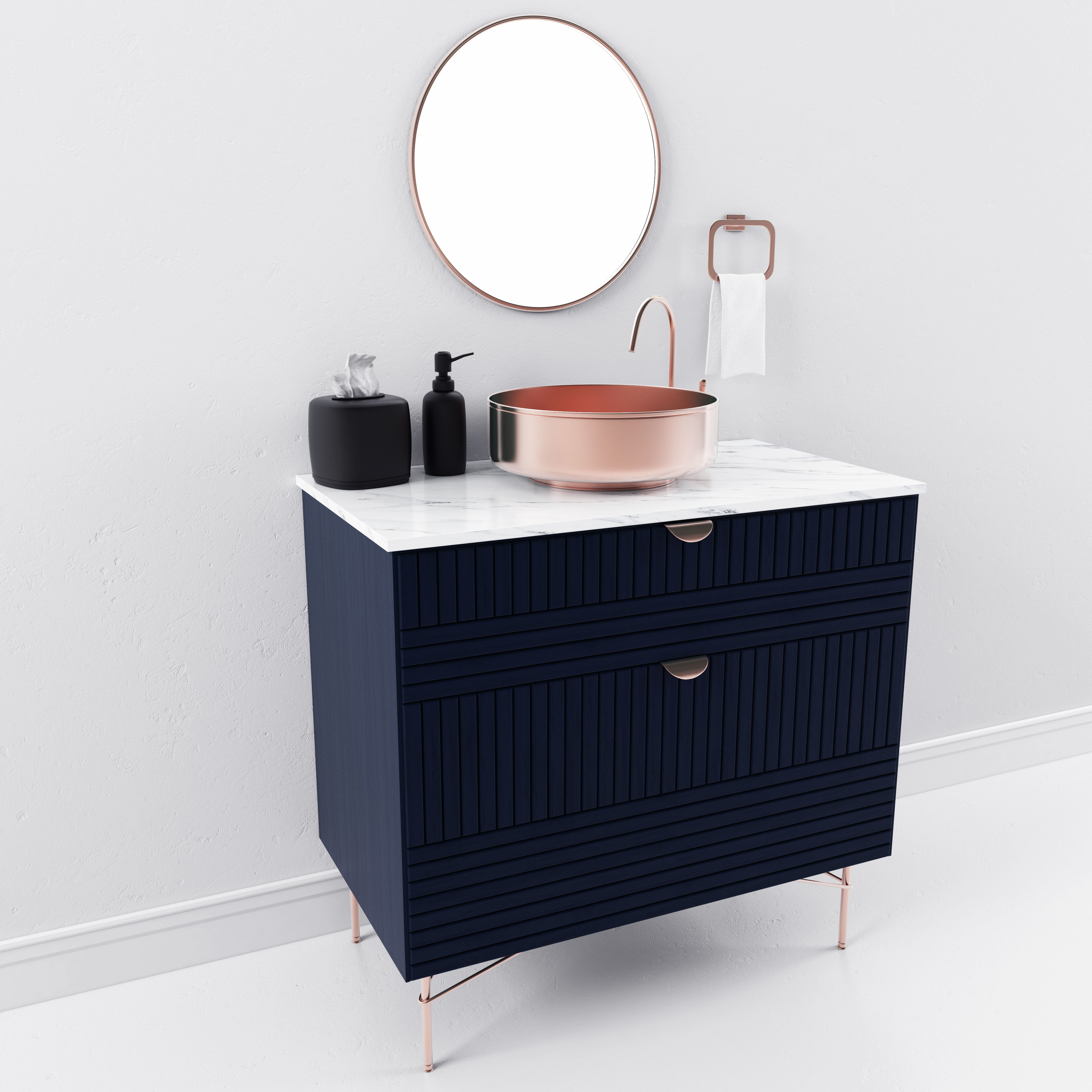Washbasin bathroom vanity in navy copper Free 3D model_2