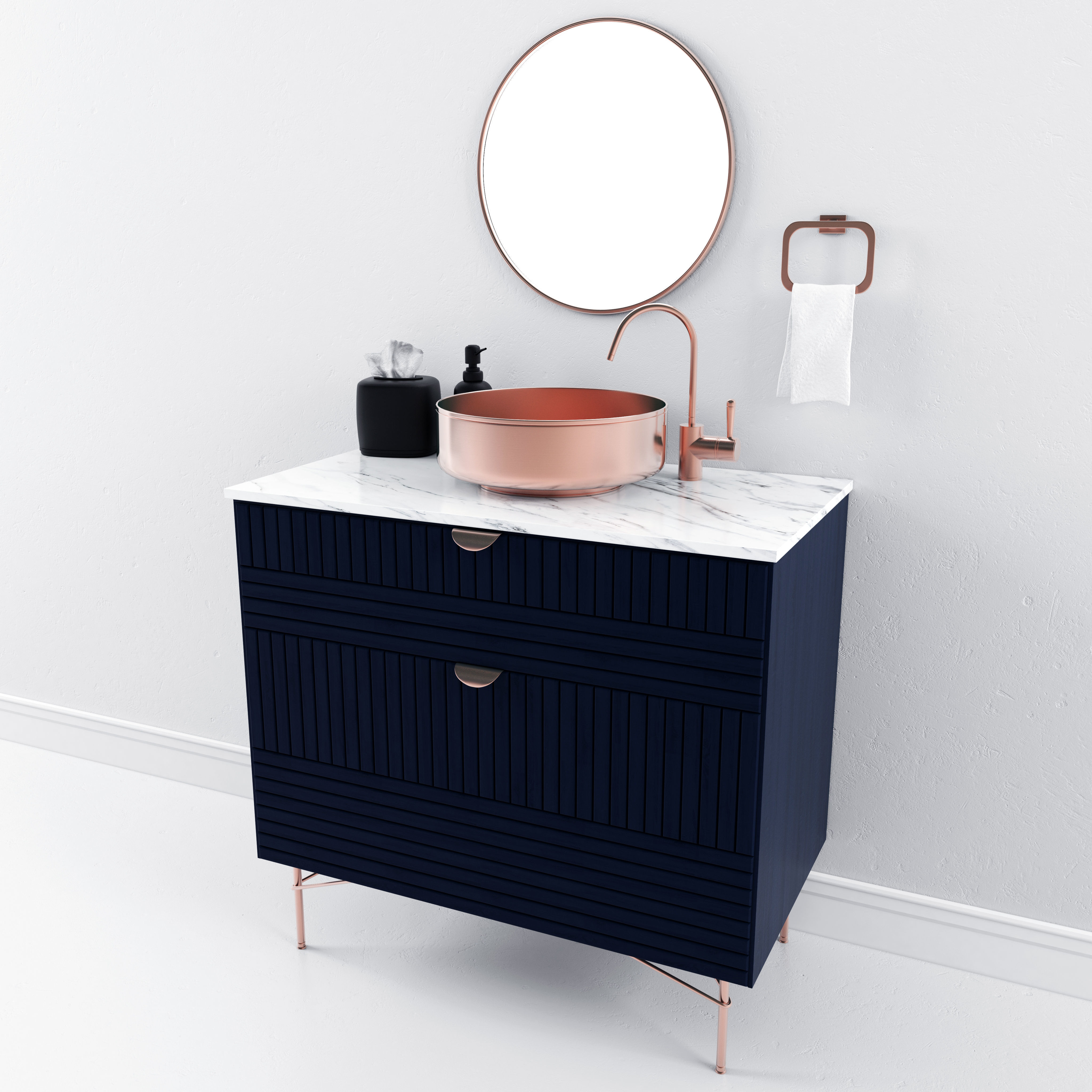 Washbasin bathroom vanity in navy copper Free 3D model_3