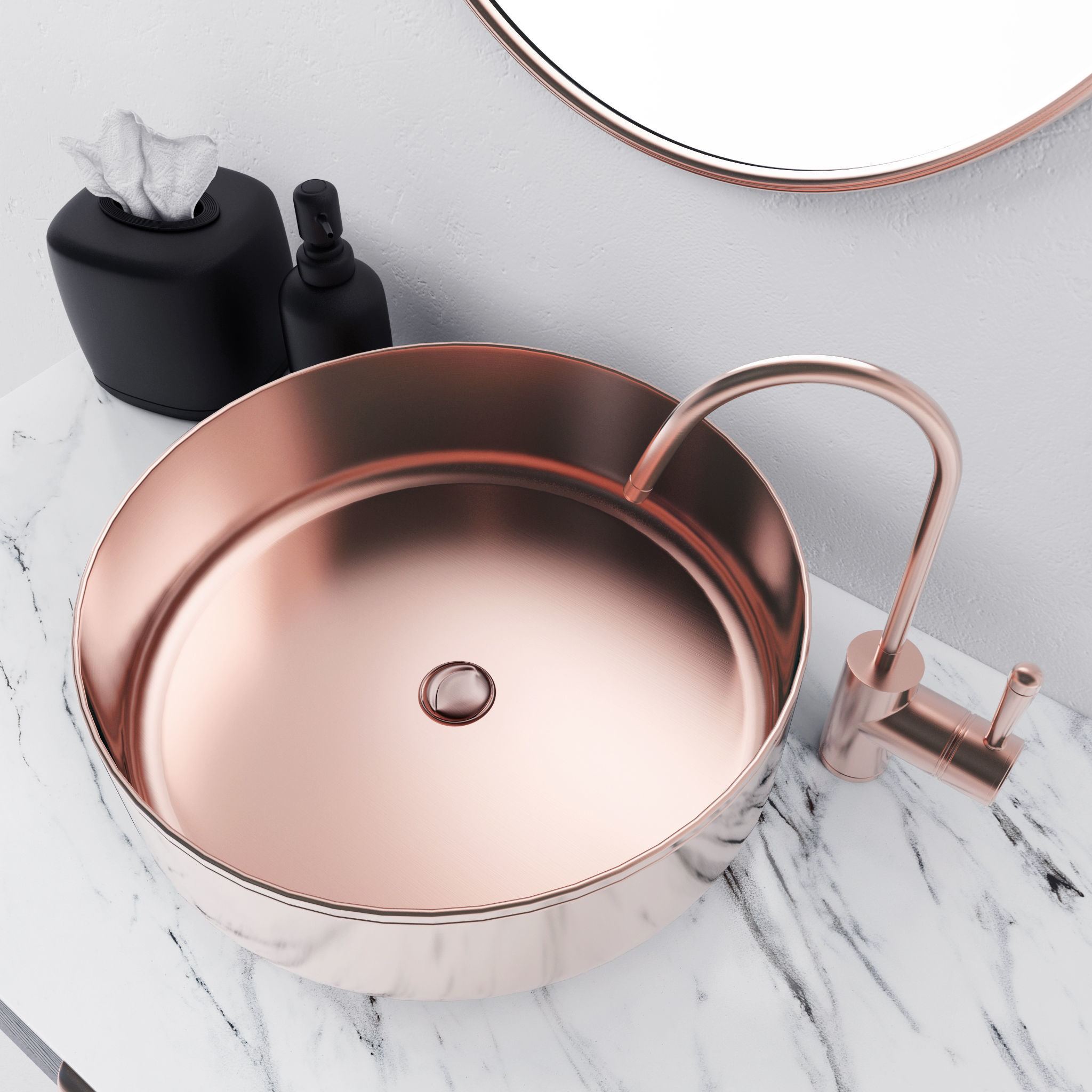 Washbasin bathroom vanity in navy copper Free 3D model_1