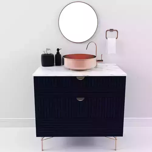 Washbasin bathroom vanity in navy copper