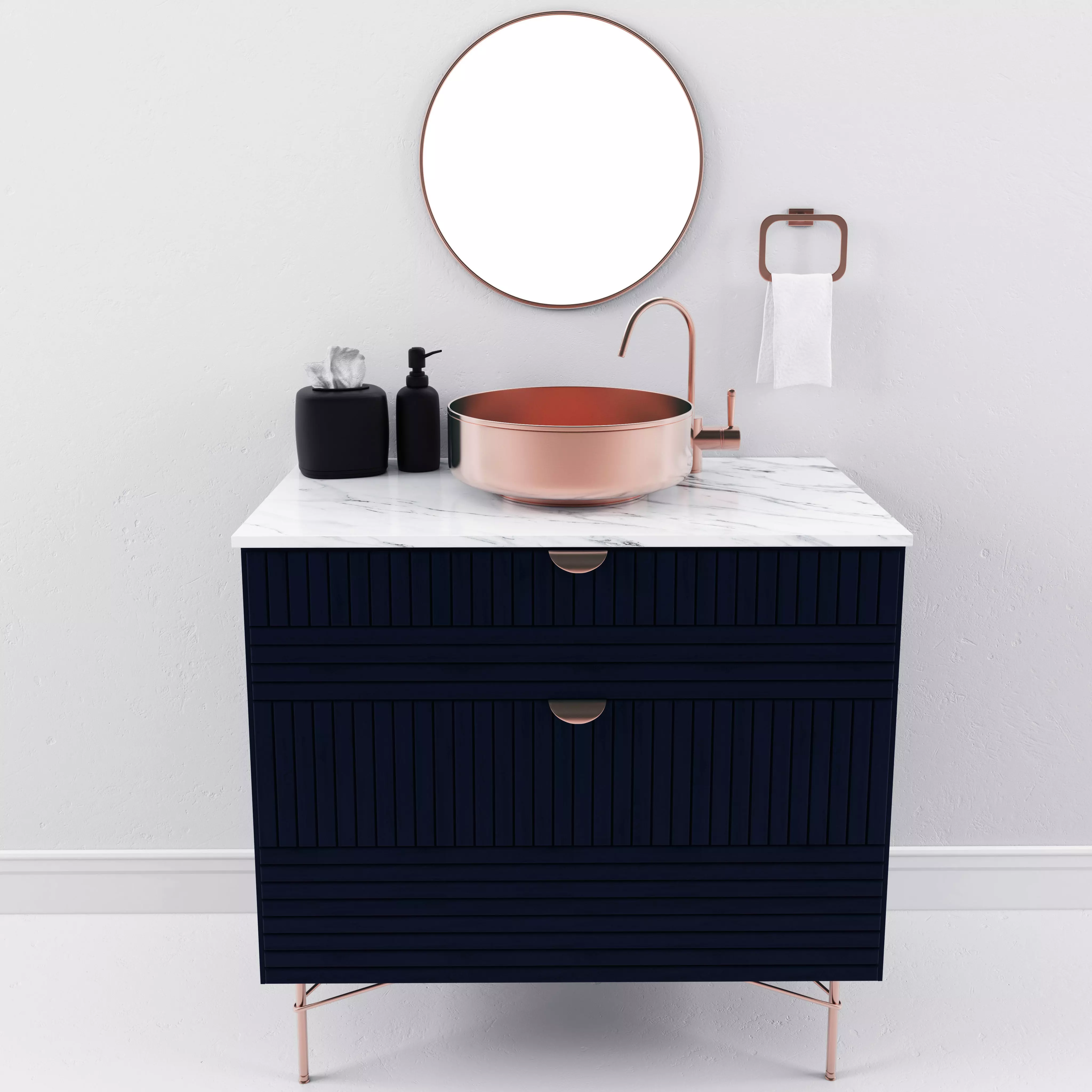 Washbasin bathroom vanity in navy copper Free 3D model_0
