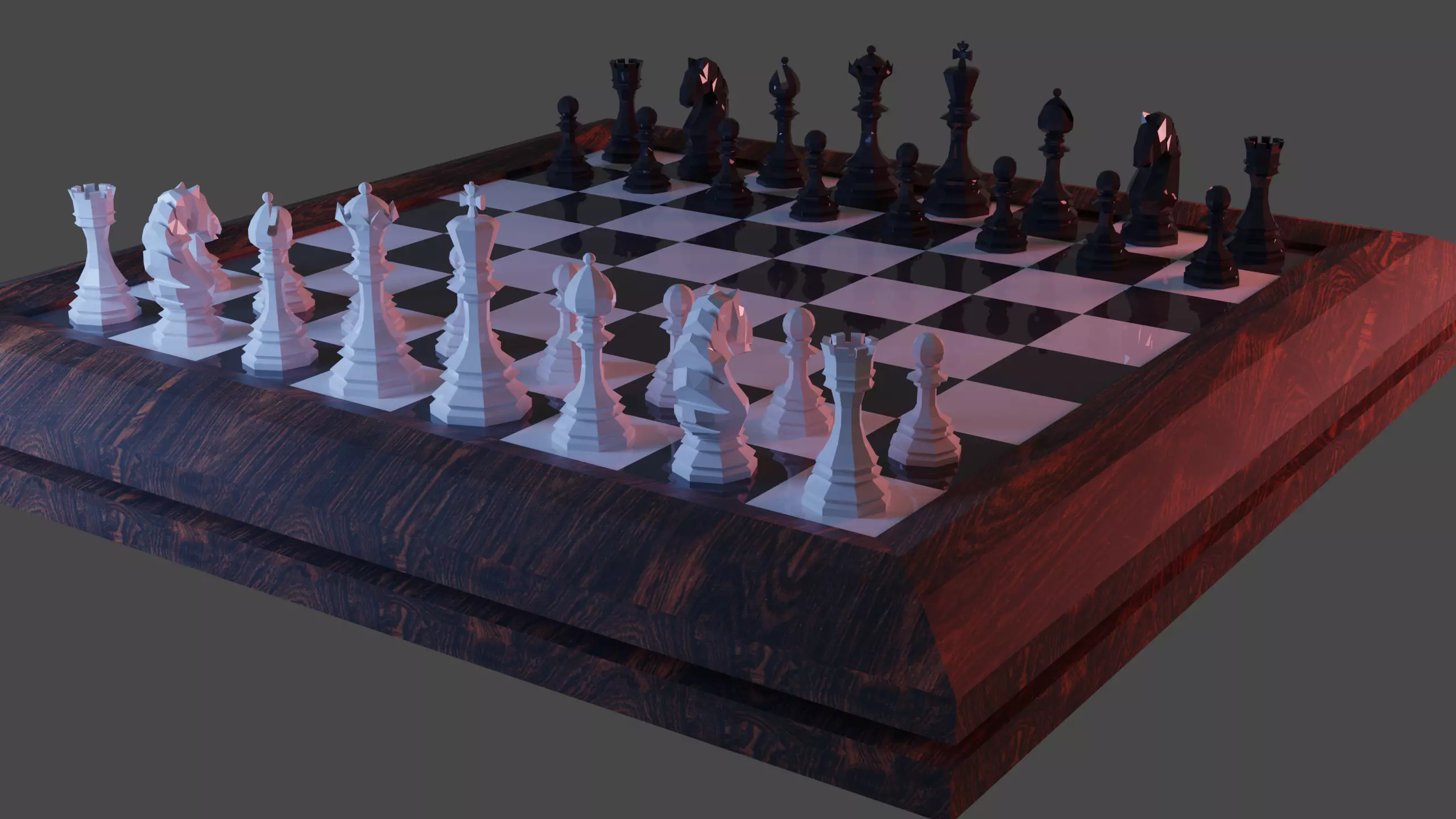 Low Poly Chess Set 3D print model_0