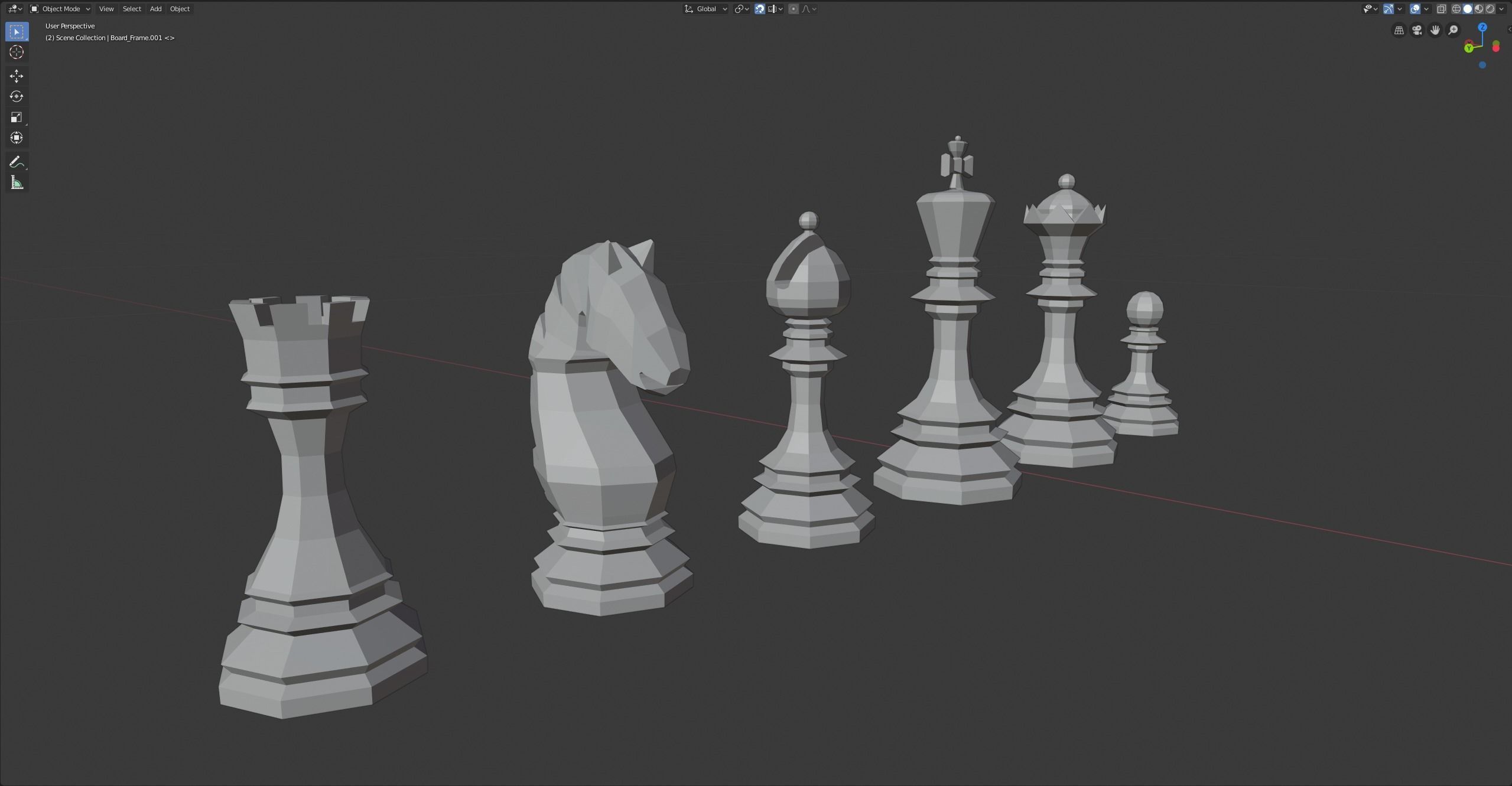 Low Poly Chess Set 3D print model_5