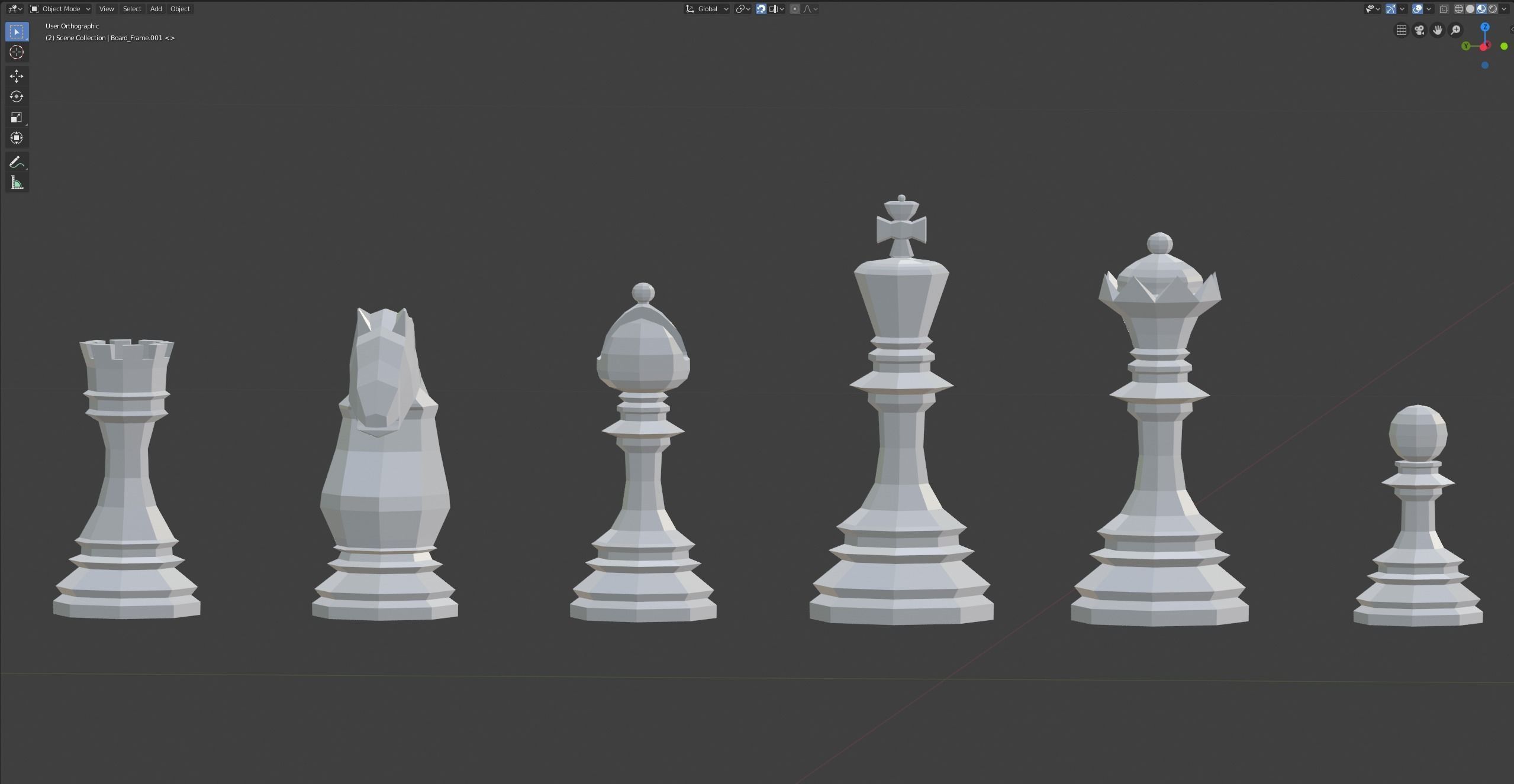 Low Poly Chess Set 3D print model_4