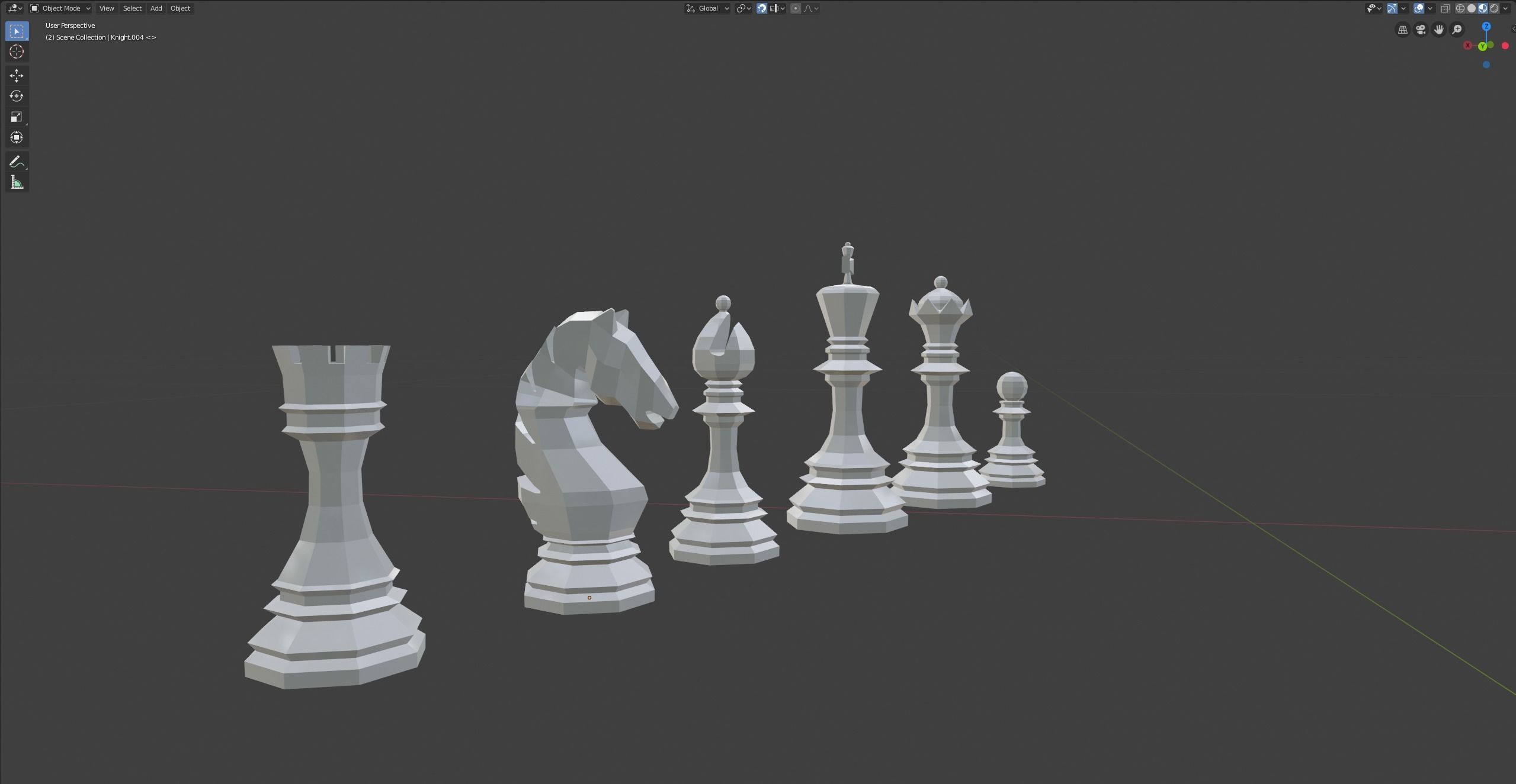 Low Poly Chess Set 3D print model_6